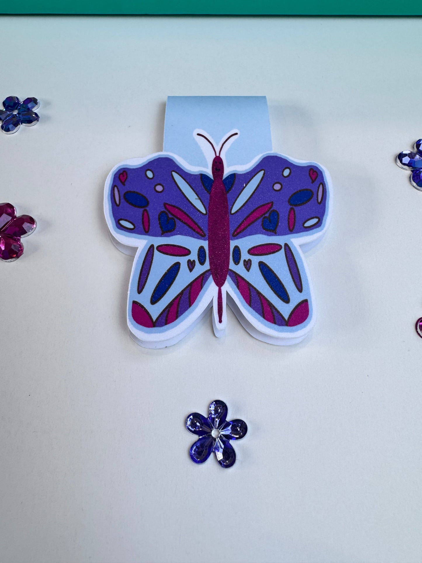 Whimsical Butterfly Design Magnetic Bookmark - Cute Gift for Book Lovers - Purple and Pink Butterfly Character - Save Your Page