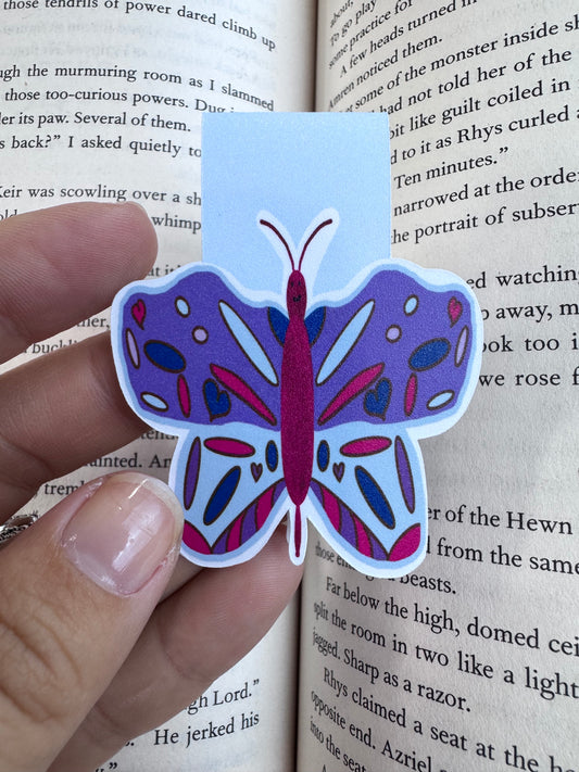 Whimsical Butterfly Design Magnetic Bookmark - Cute Gift for Book Lovers - Purple and Pink Butterfly Character - Save Your Page