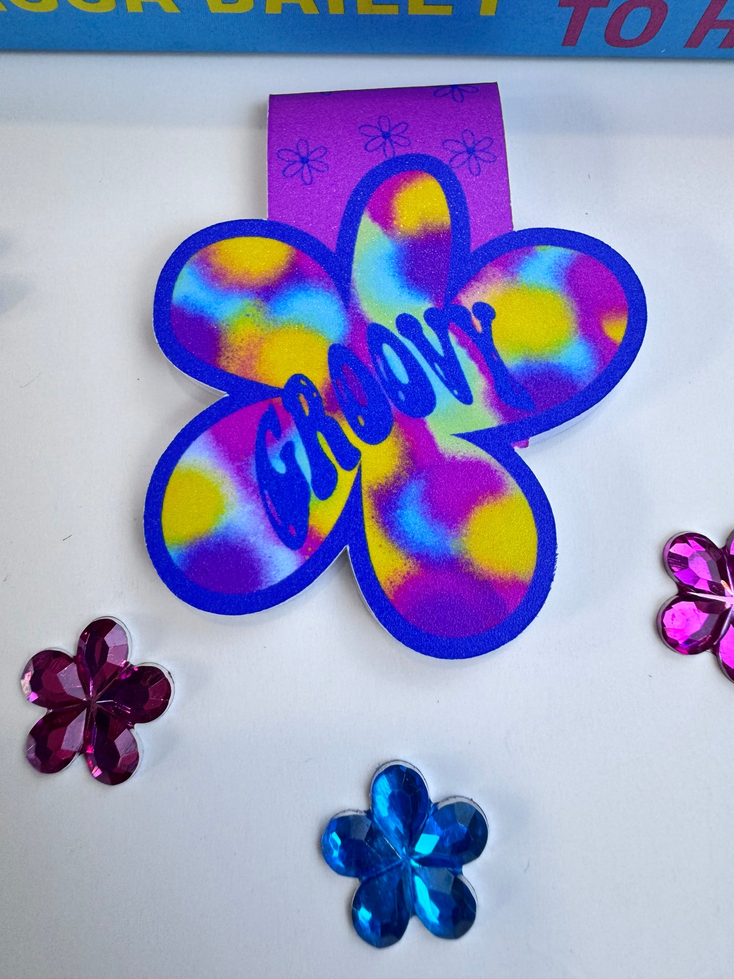 Retro Groovy Colorful Flower Magnetic Bookmark