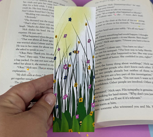 Bumblebee Fun In A Meadow of Flowers Bookmark