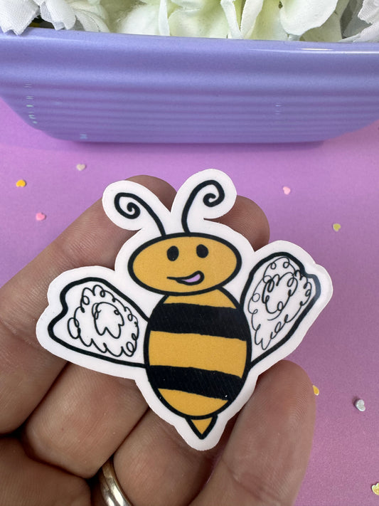 Bumblebee Honeybee Sticker Named Marley, Die Cut 2.25 Inches, Matte or Laminated