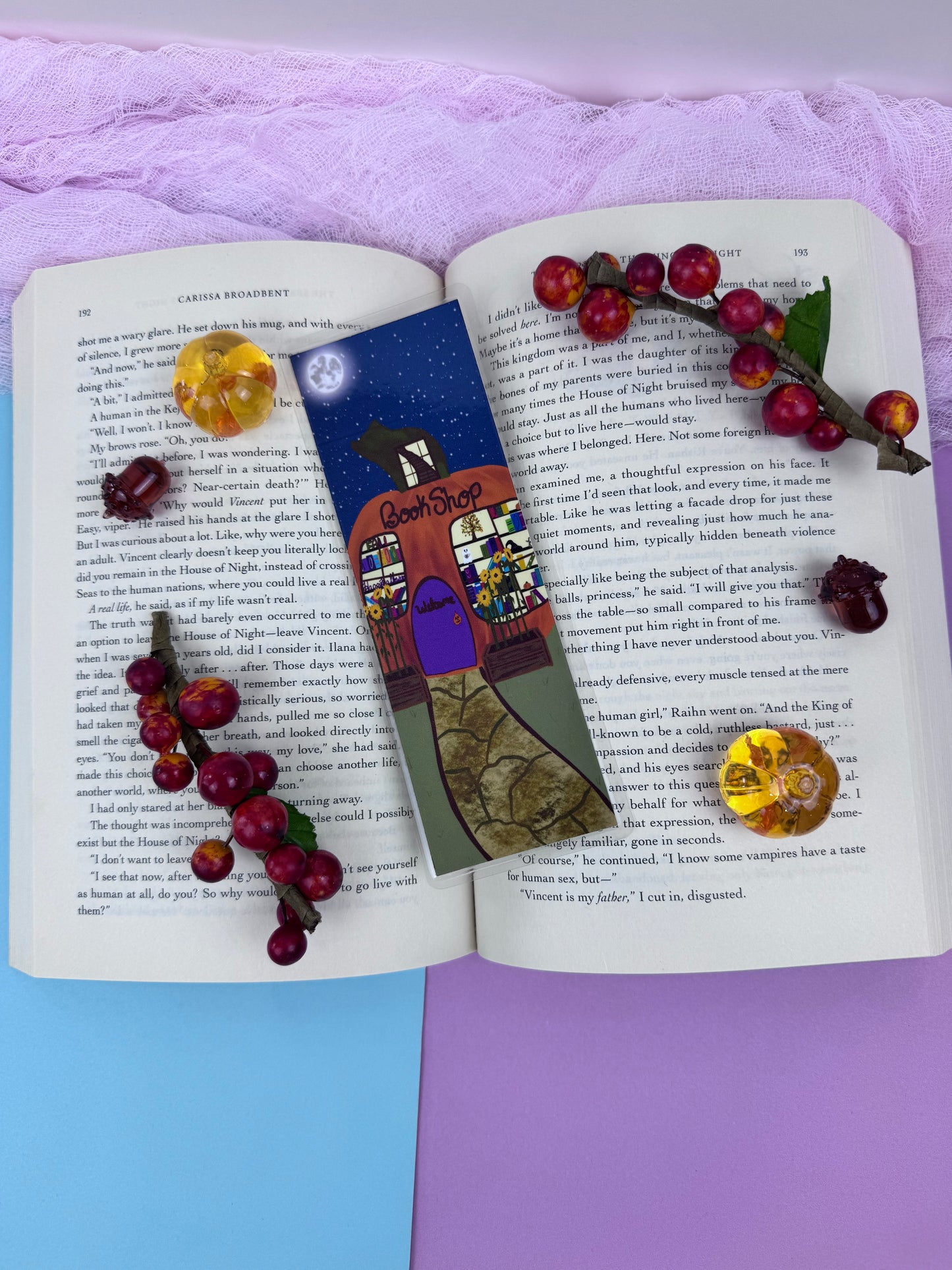 Pumpkin Book Shop Fall Bookmark - Laminated Page Saver for Readers