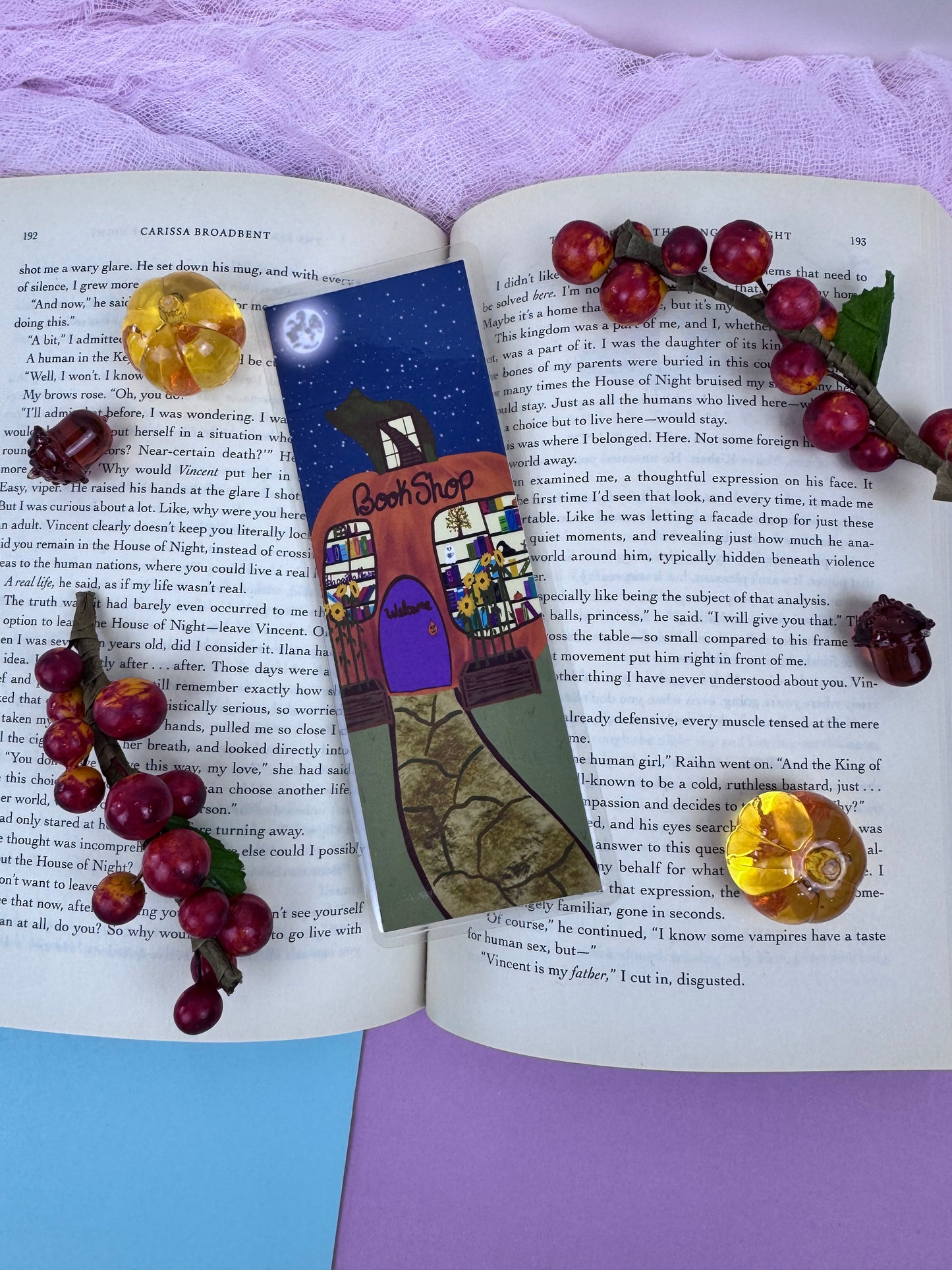 Pumpkin Book Shop Fall Bookmark - Laminated Page Saver for Readers