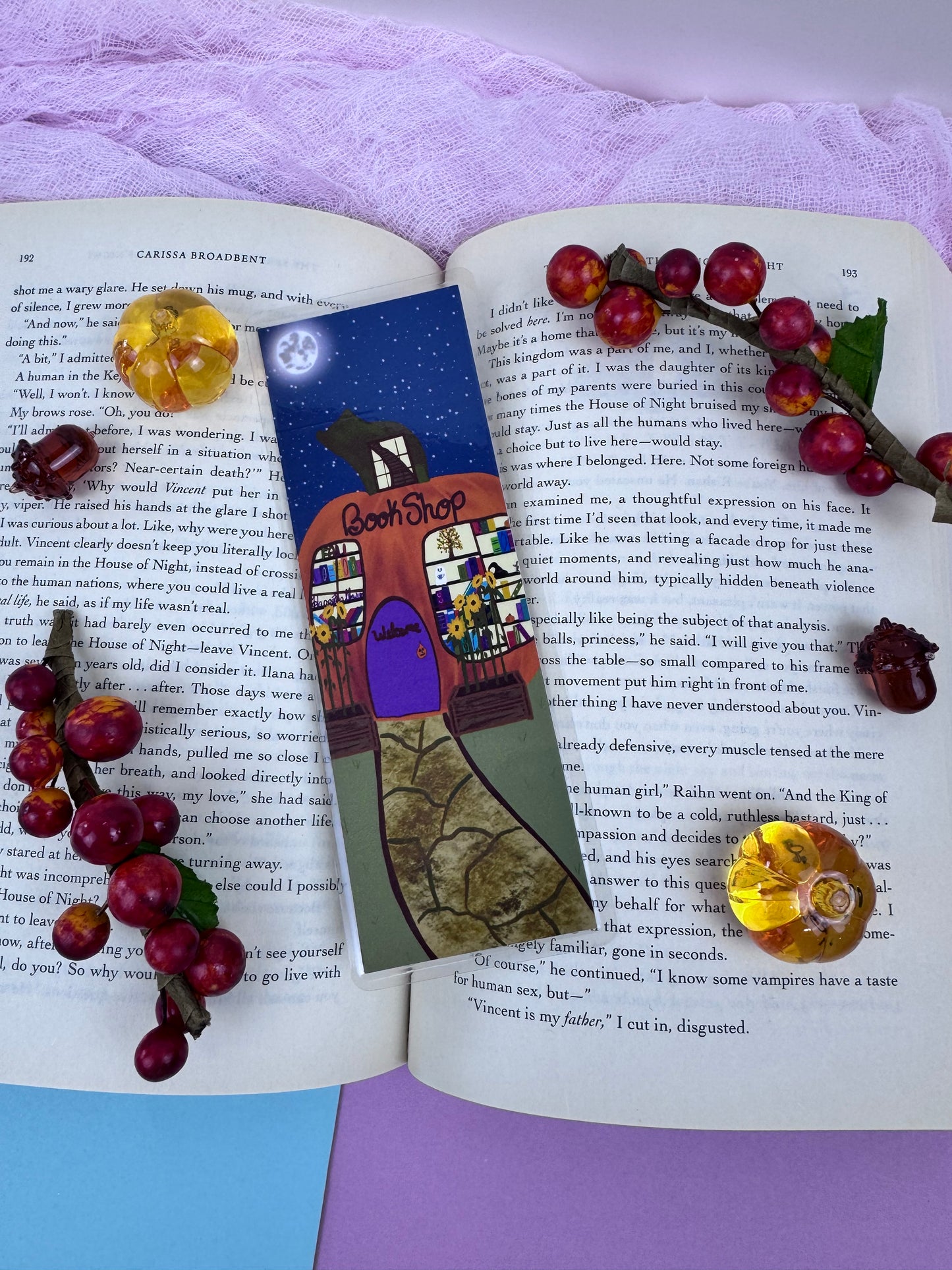 Pumpkin Book Shop Fall Bookmark - Laminated Page Saver for Readers