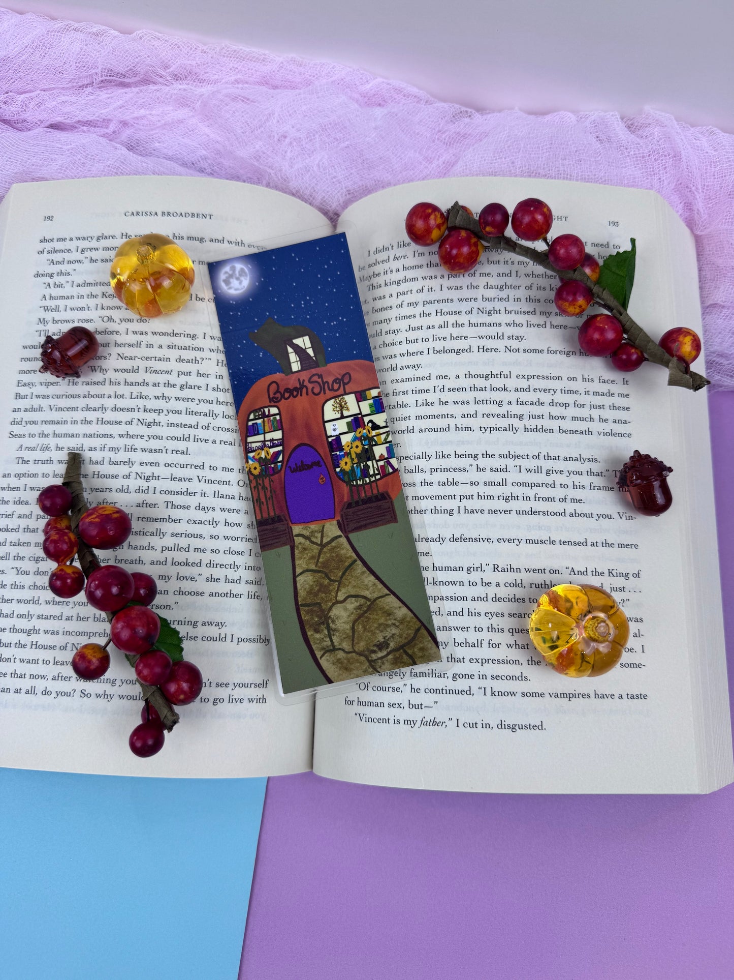 Pumpkin Book Shop Fall Bookmark - Laminated Page Saver for Readers