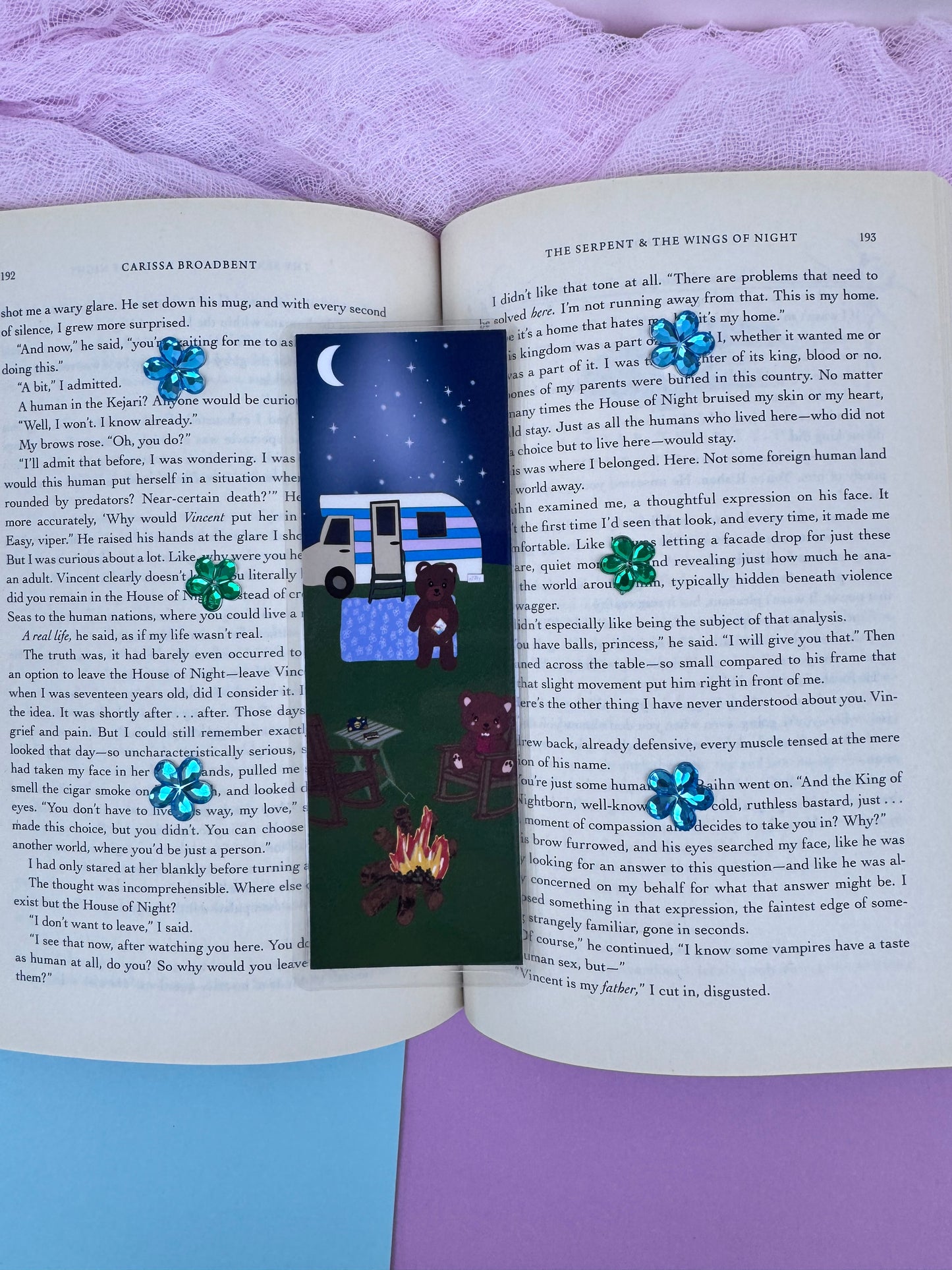 Teddy Bear Bookmark For Readers: Cute Camping Teddy Bears Having Smores