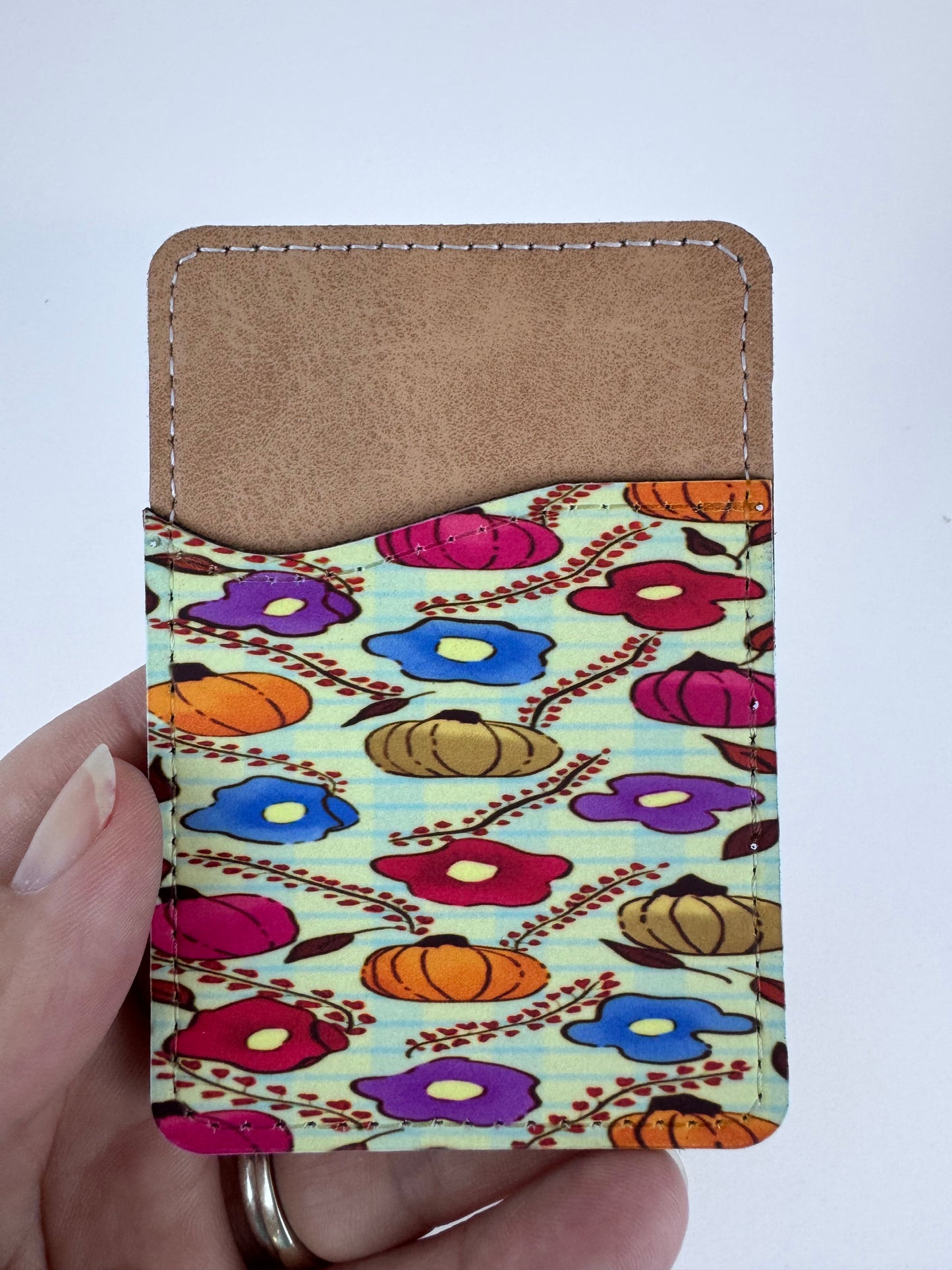 Floral Pumpkin Faux Leather Wallet For Phone Case