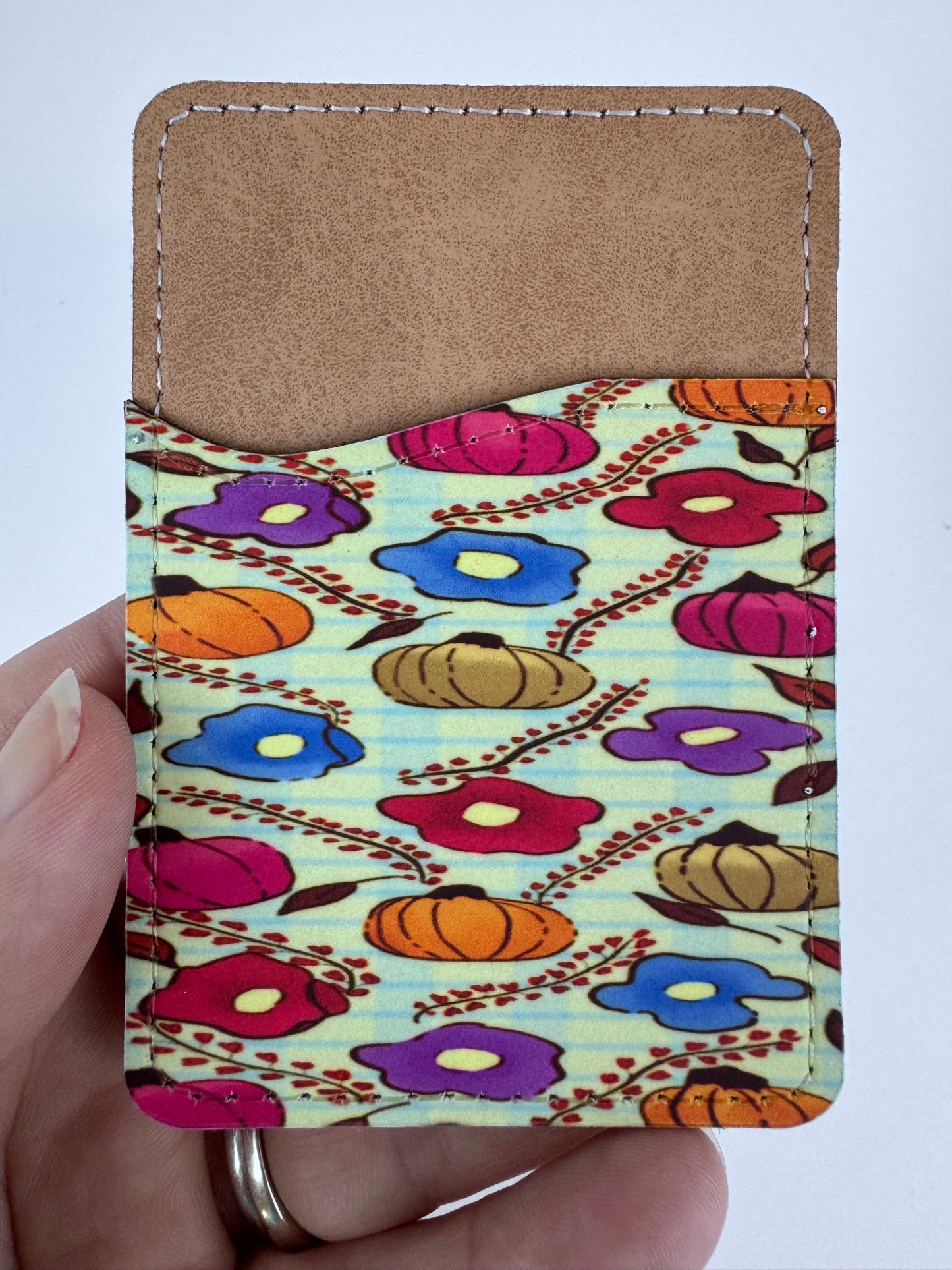Floral Pumpkin Faux Leather Wallet For Phone Case