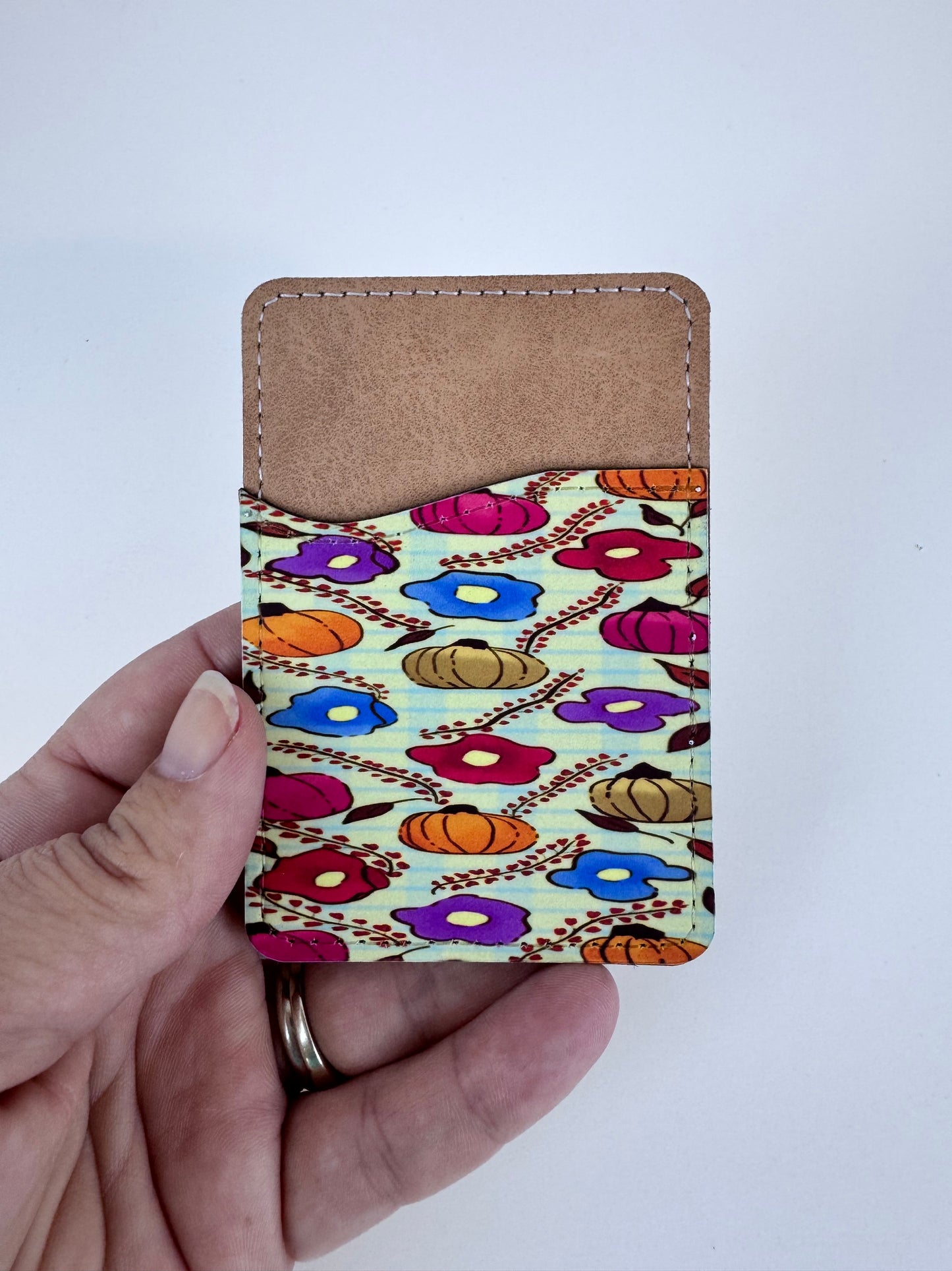 Floral Pumpkin Faux Leather Wallet For Phone Case