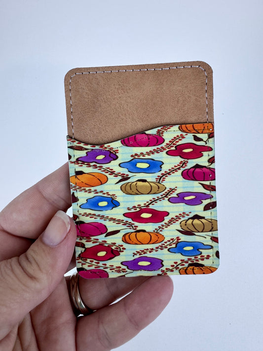 Floral Pumpkin Faux Leather Wallet For Phone Case