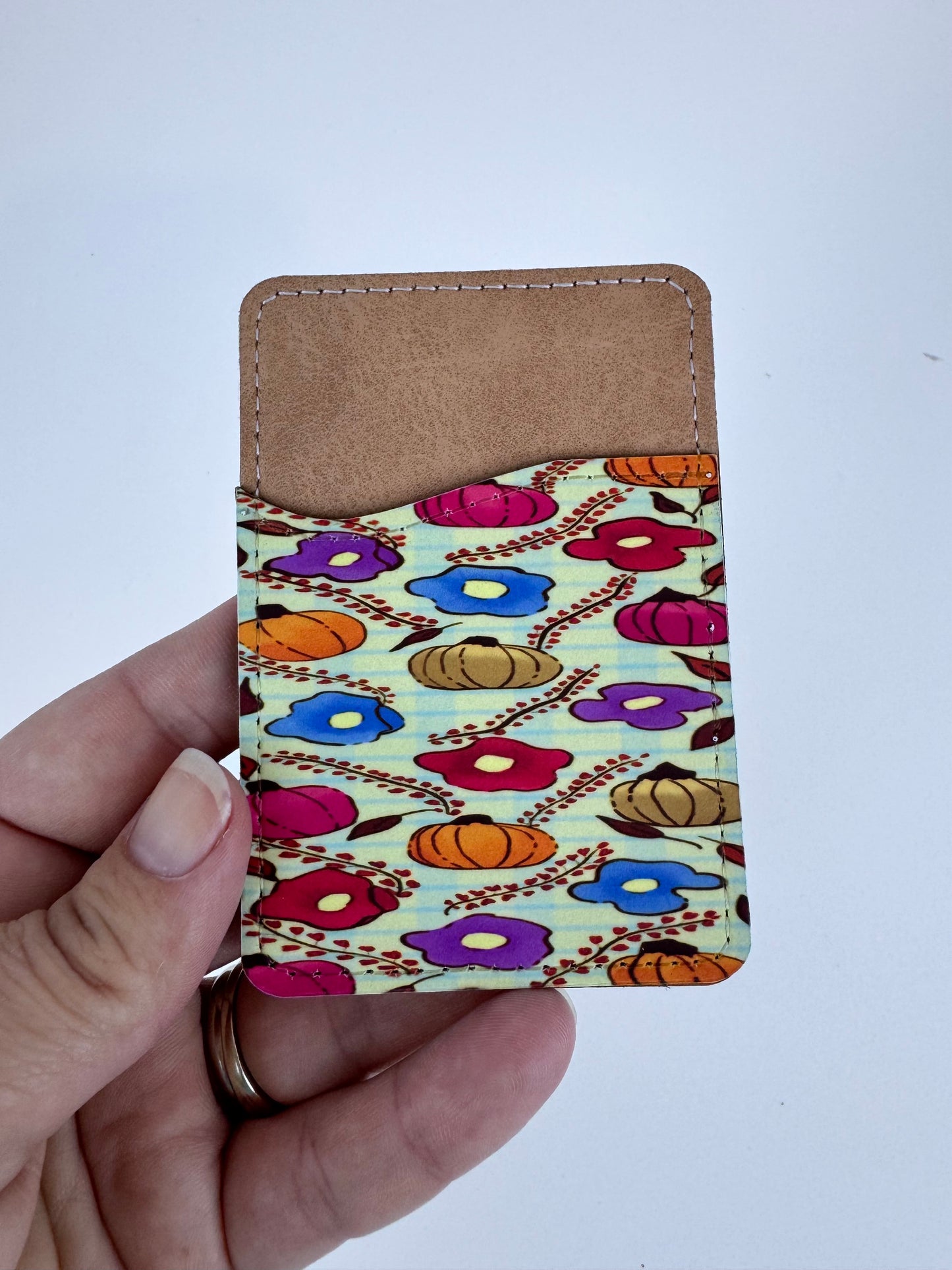 Floral Pumpkin Faux Leather Wallet For Phone Case