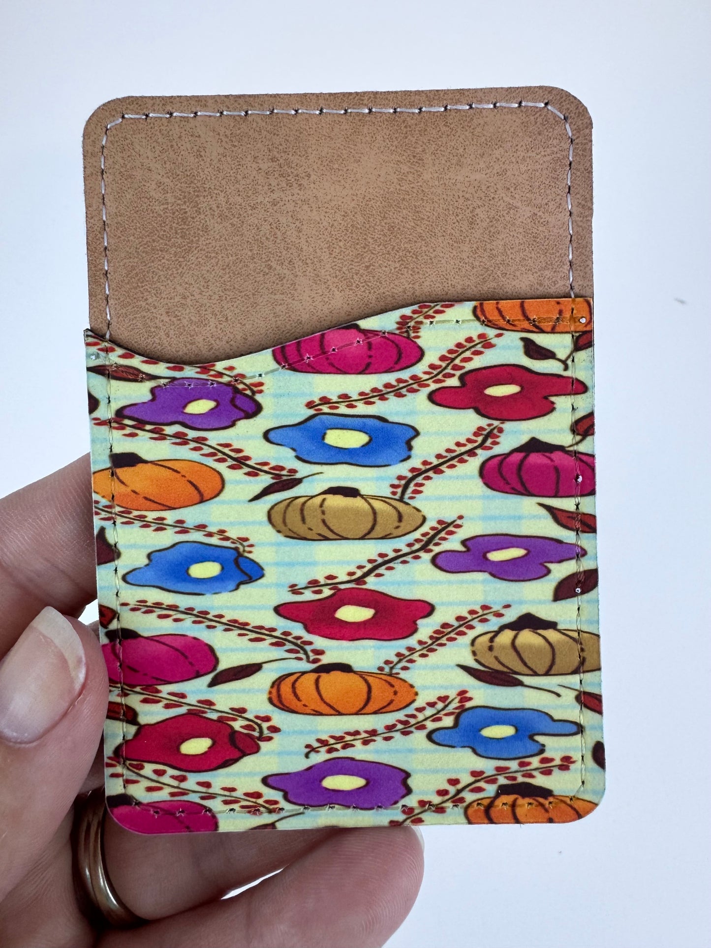 Floral Pumpkin Faux Leather Wallet For Phone Case