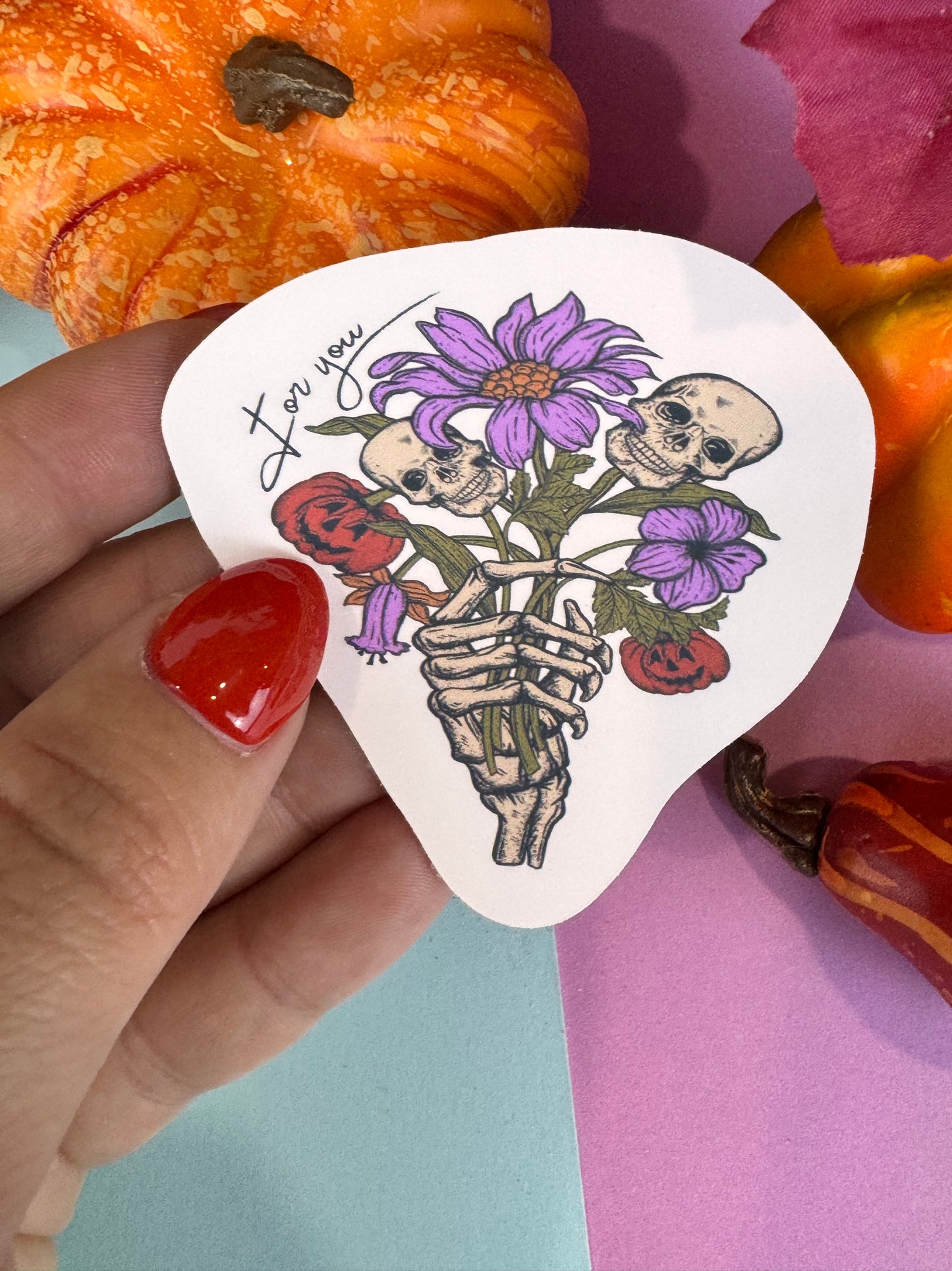 Flowers For You Halloween Die Cut Sticker