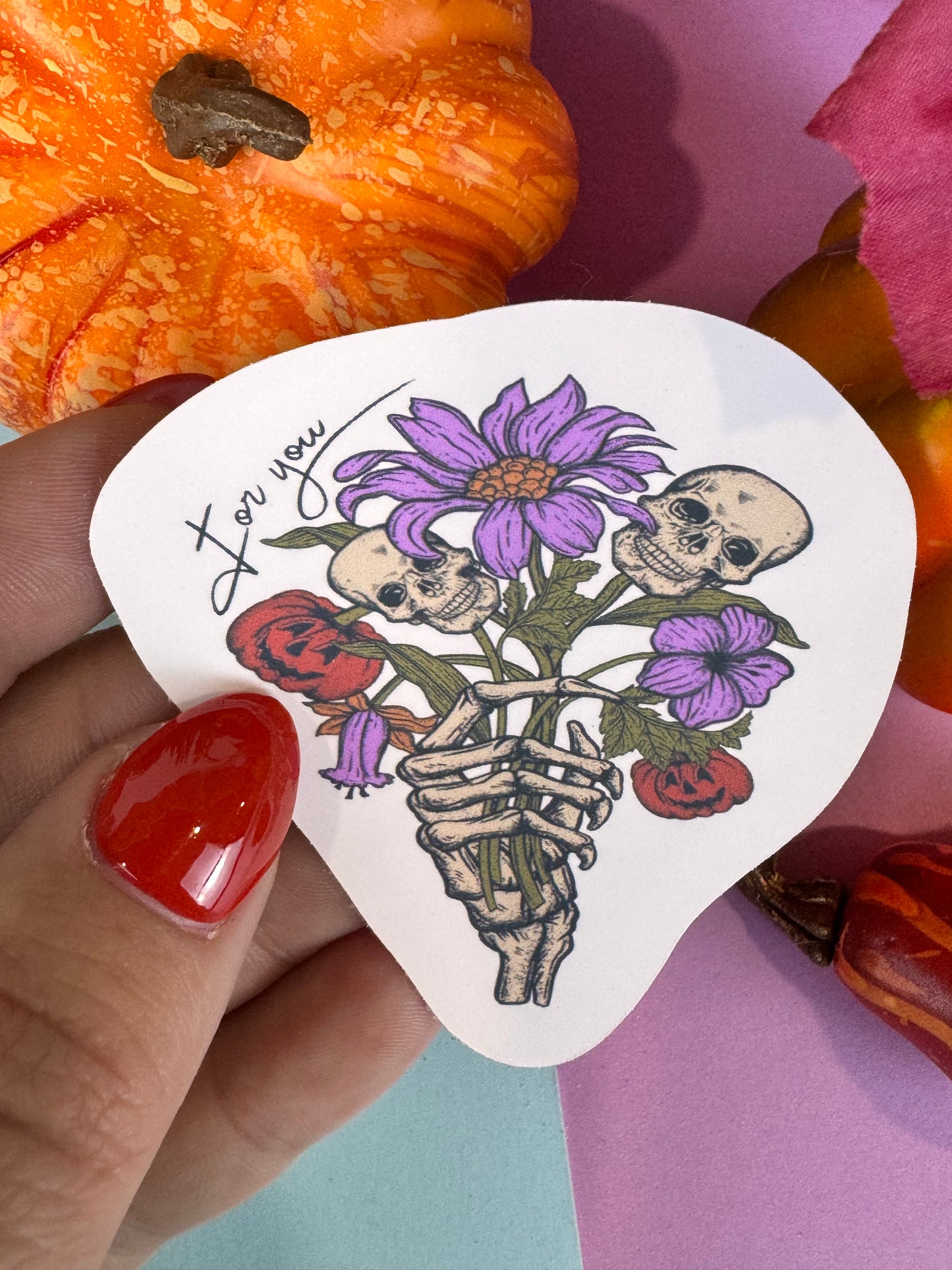 Flowers For You Halloween Die Cut Sticker