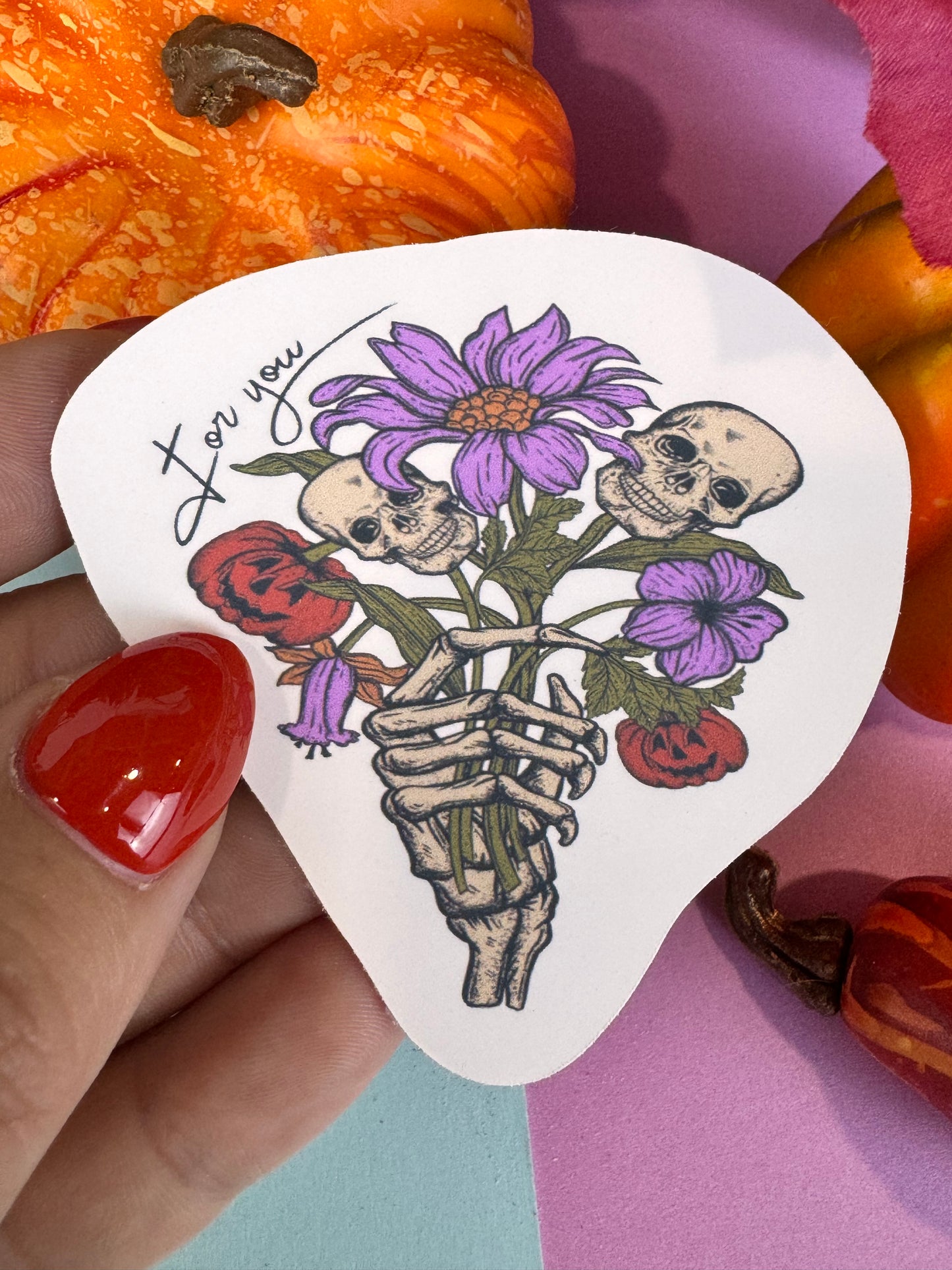 Flowers For You Halloween Die Cut Sticker