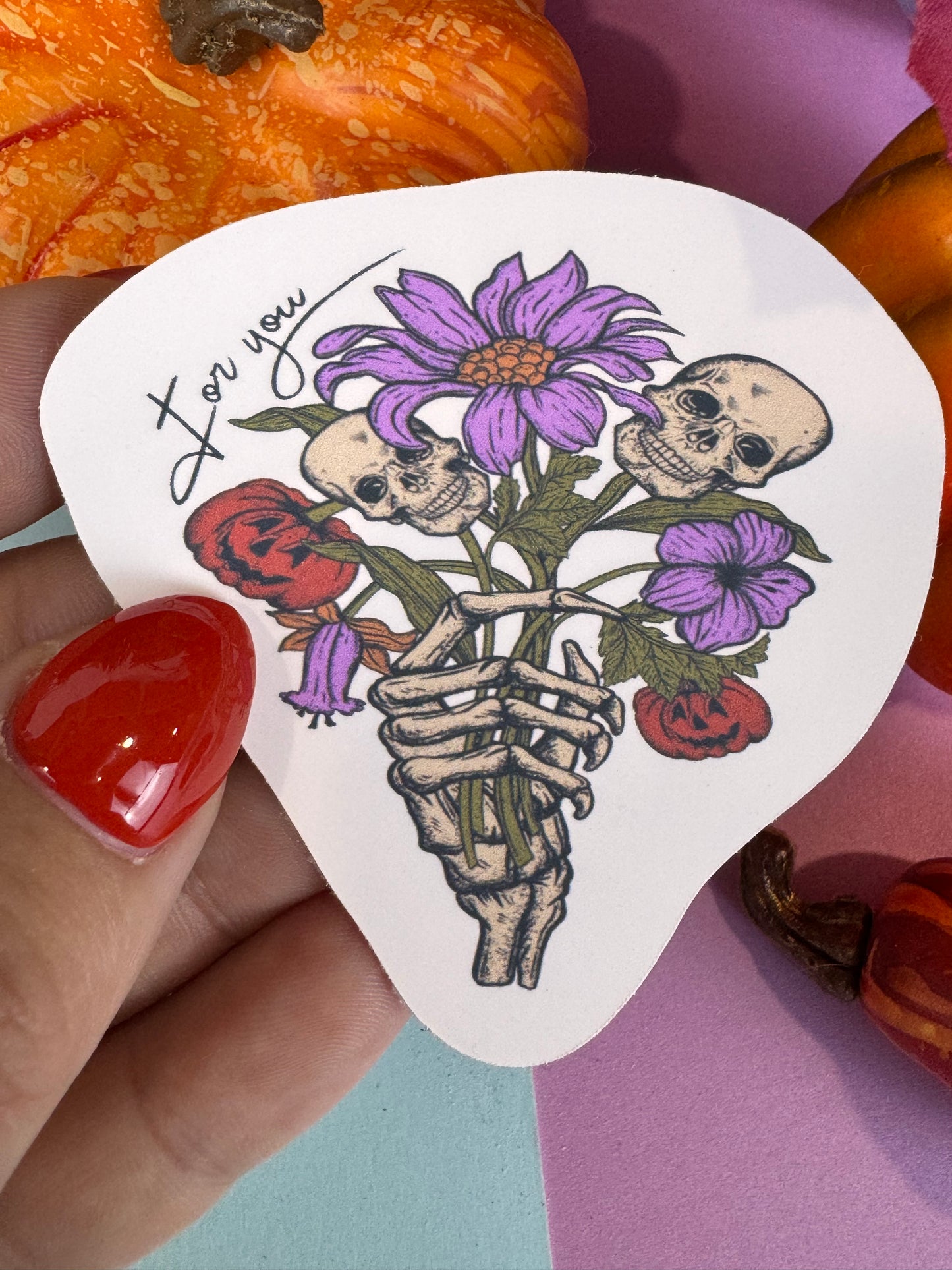 Flowers For You Halloween Die Cut Sticker