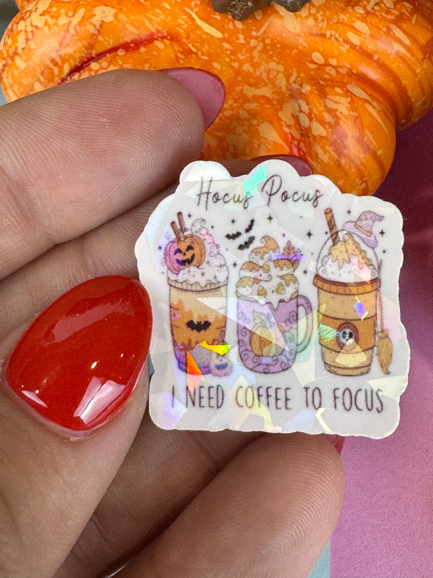 I Need To Focus, Witches Brew Halloween Die Cut Sticker Cute Fall Characters For Kindle Decoration, Iced Coffee, Cocoa Latte