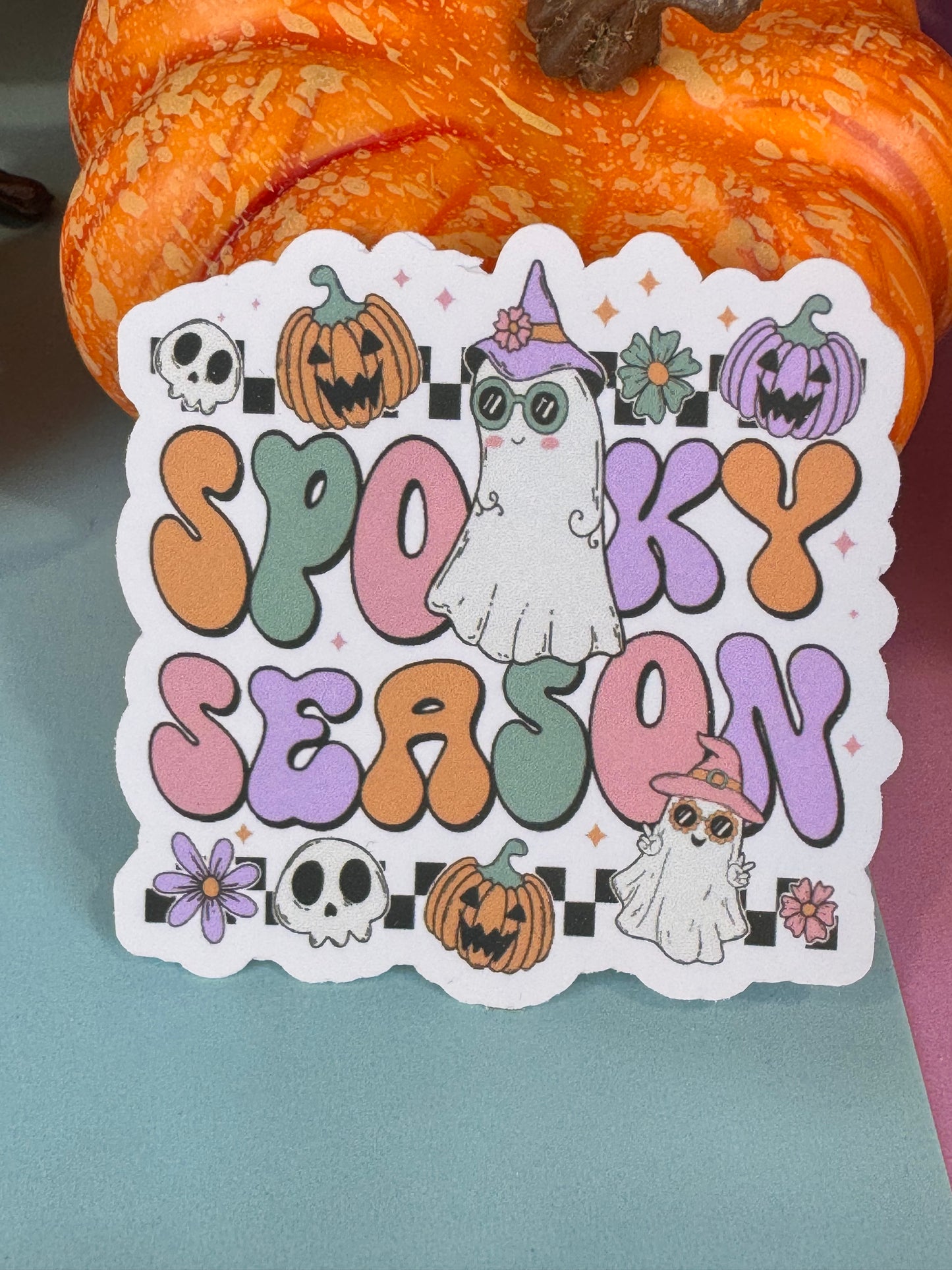 Spooky Season Halloween Die Cut Sticker Cute Fall Characters For Kindle Decoration, Retro Ghost 70s Theme For Agendas