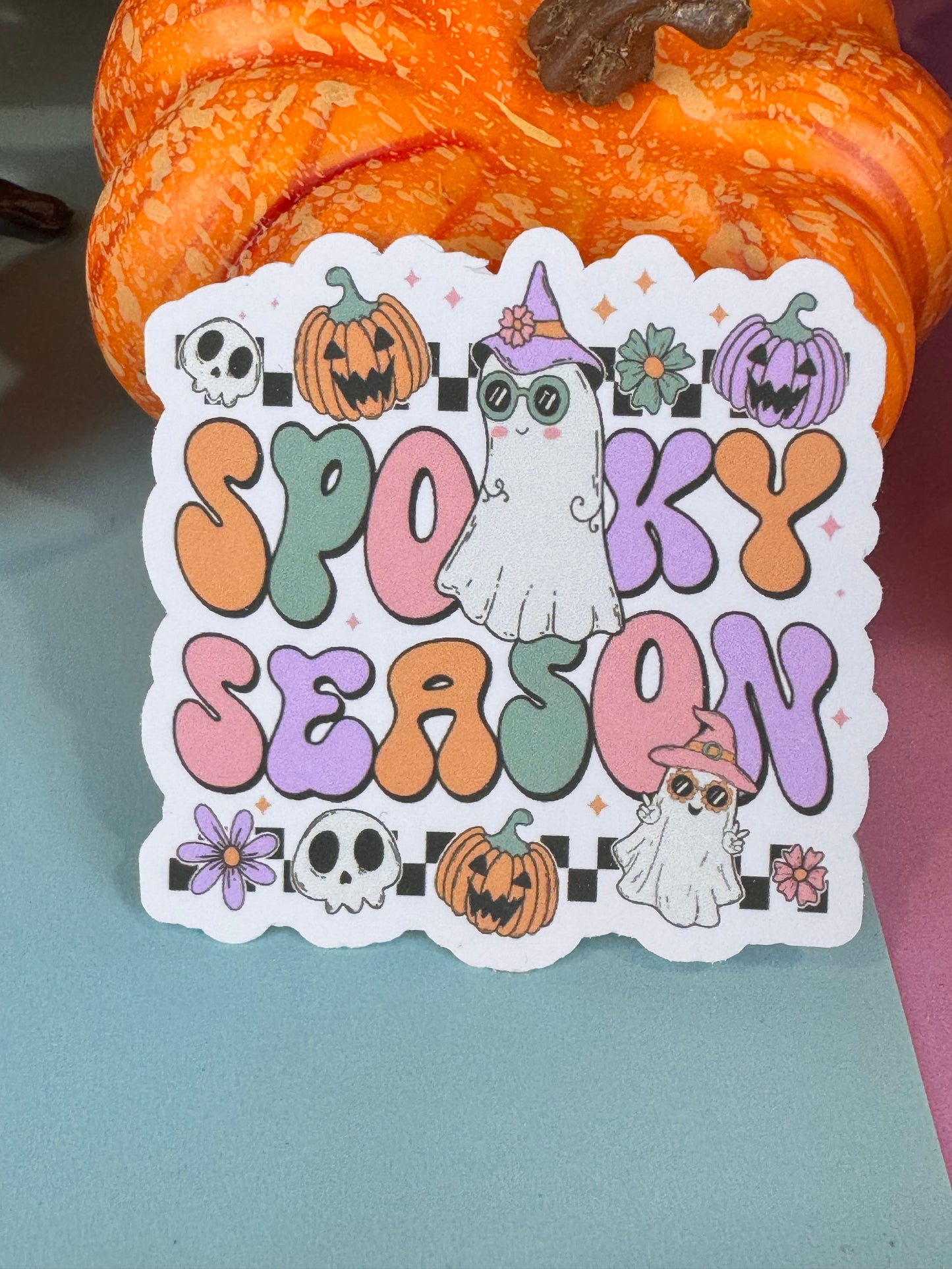 Spooky Season Halloween Die Cut Sticker Cute Fall Characters For Kindle Decoration, Retro Ghost 70s Theme For Agendas