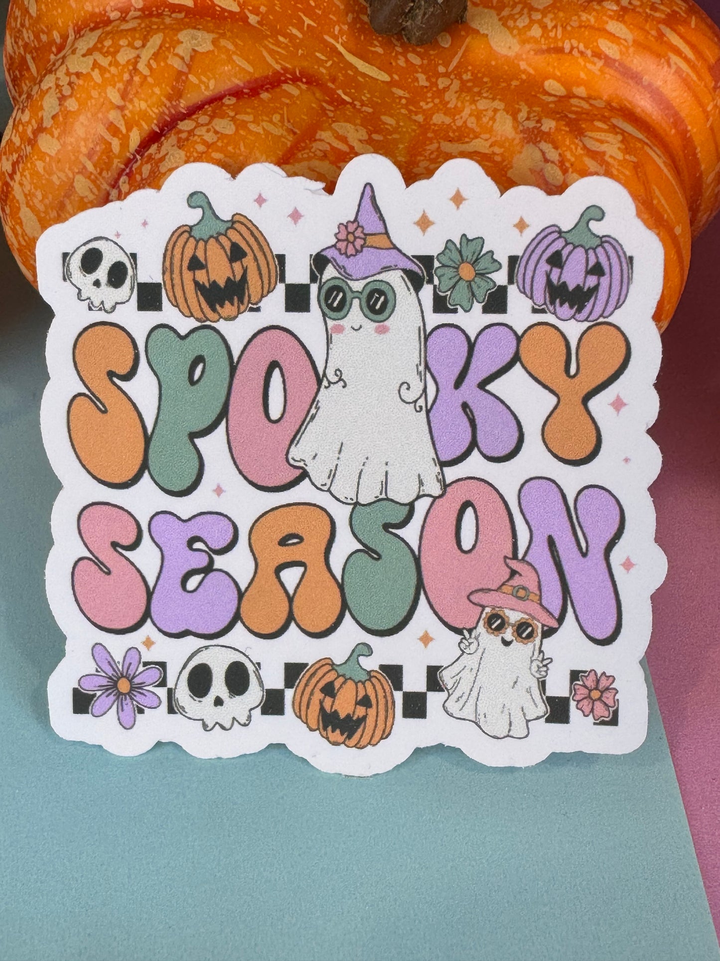 Spooky Season Halloween Die Cut Sticker Cute Fall Characters For Kindle Decoration, Retro Ghost 70s Theme For Agendas