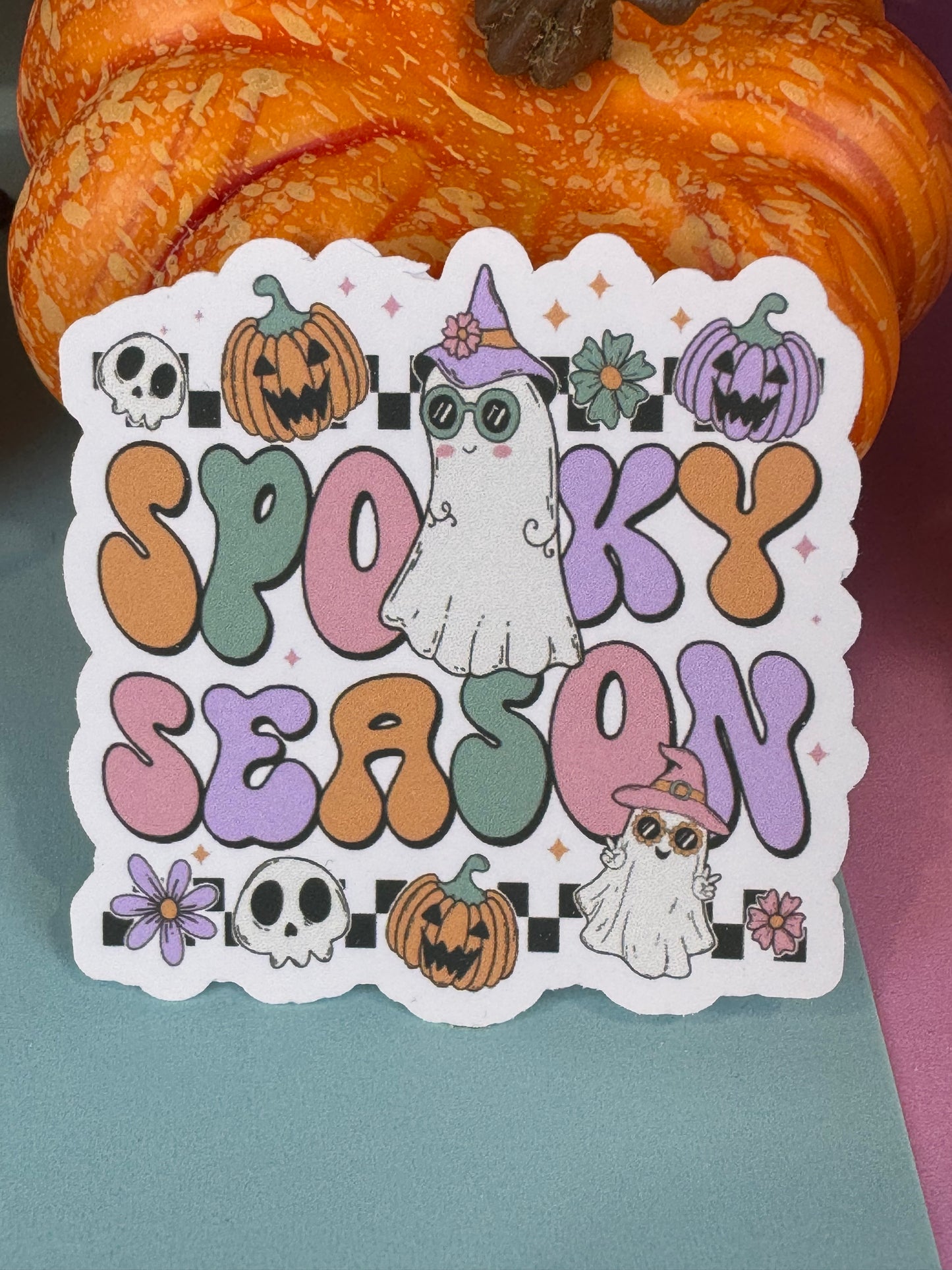 Spooky Season Halloween Die Cut Sticker Cute Fall Characters For Kindle Decoration, Retro Ghost 70s Theme For Agendas