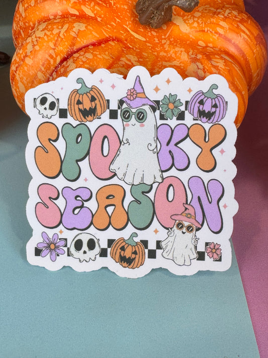 Spooky Season Halloween Die Cut Sticker Cute Fall Characters For Kindle Decoration, Retro Ghost 70s Theme For Agendas