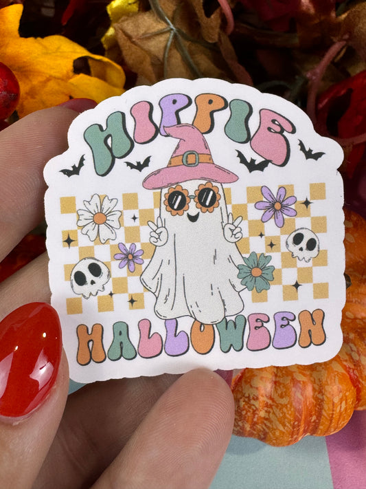 Hippie Halloween Die Cut Sticker Cute Fall Characters For Kindle Decoration, Retro Ghosts For Planners and Agendas