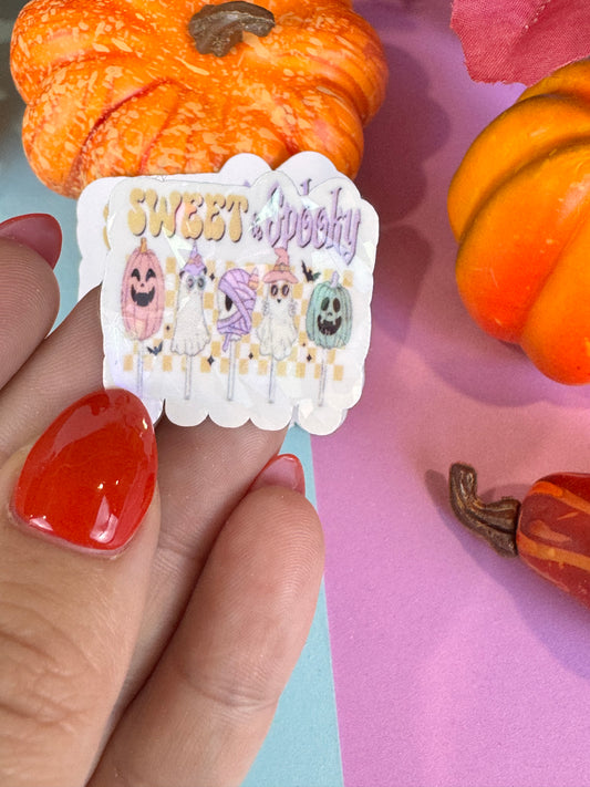 Sweet and Spooky Halloween Die Cut Sticker Cute Fall Characters For Kindle Decoration, Retro Ghosts and Jack o Lanterns, Candy Lollipop