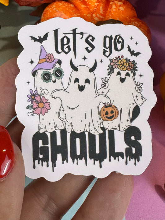 Let's Go Ghouls Adorable Ghost Best Friends Trick or Treating Halloween Die Cut Sticker