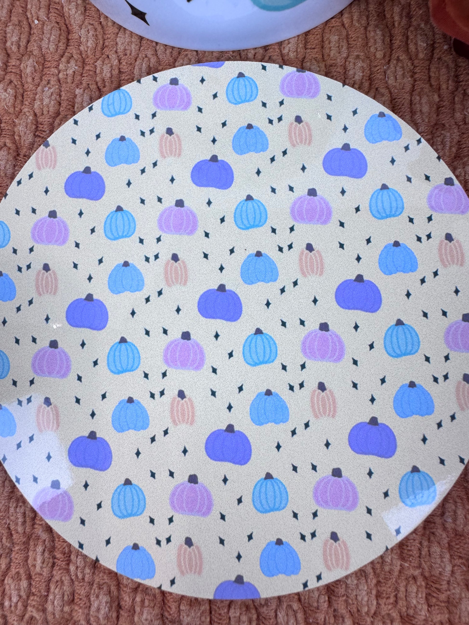 Cute handmade MDF coaster with pastel pumpkins