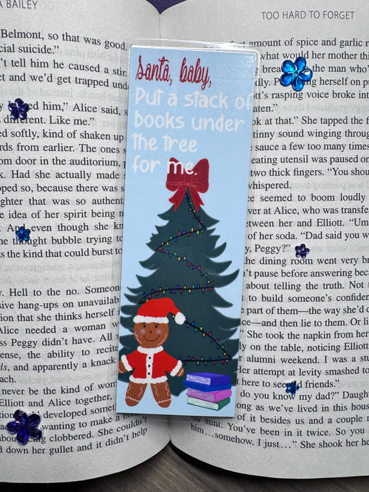 Christmas Bookmark For Readers- Santa Gingerbread Man Handmade Original Design