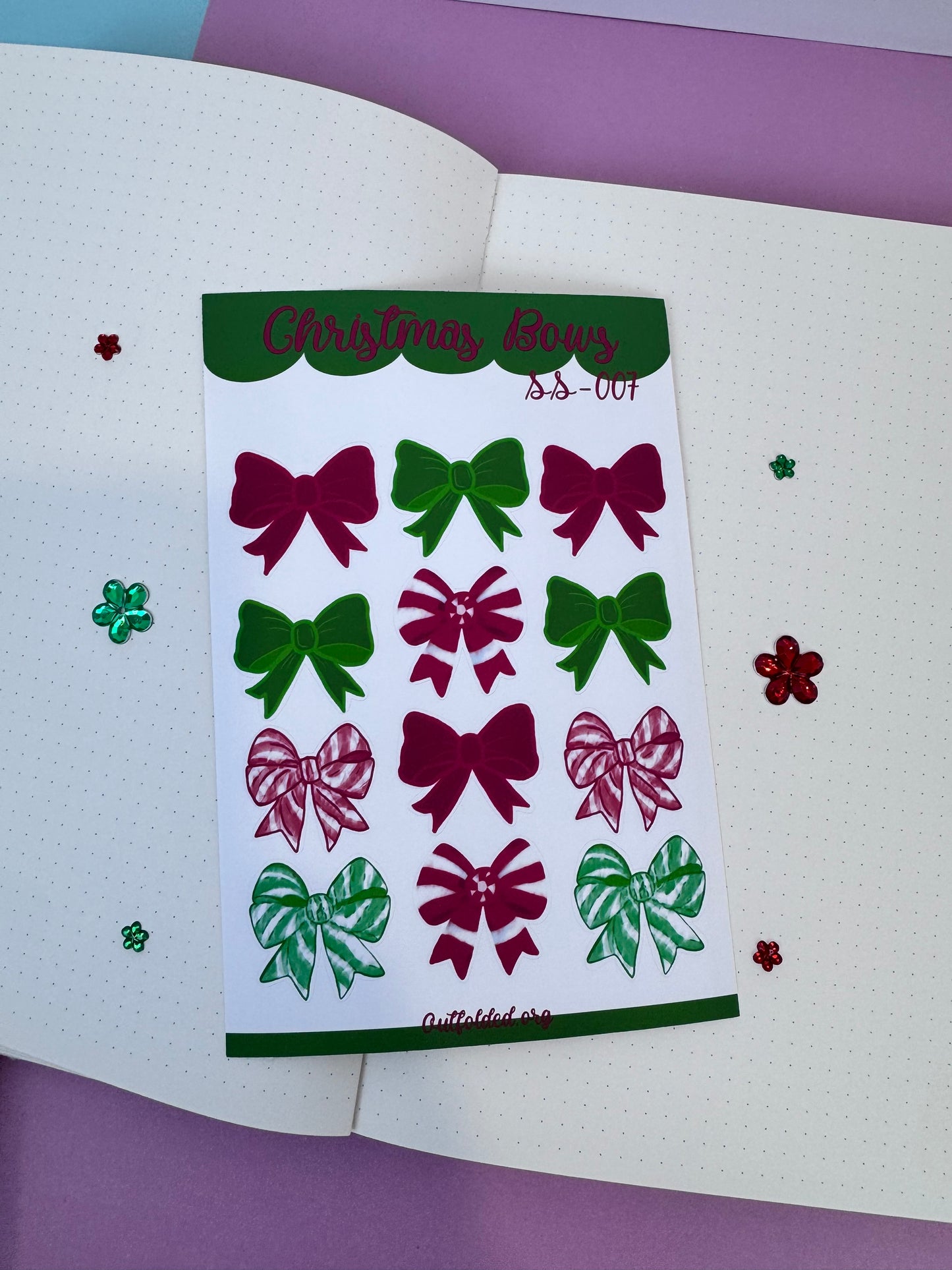 Sticker Sheet Of Pretty Bows- Holiday Planner Stickers