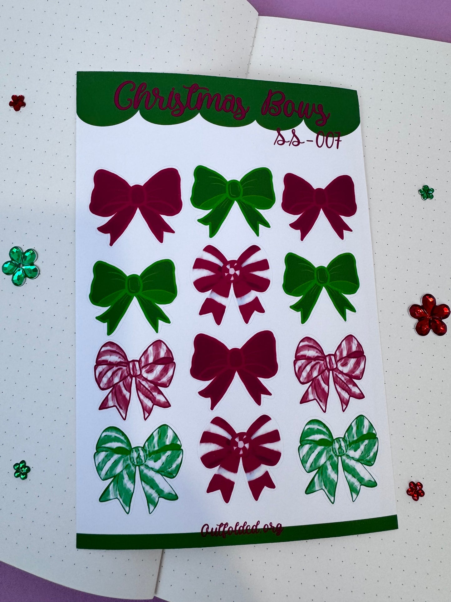 Sticker Sheet Of Pretty Bows- Holiday Planner Stickers