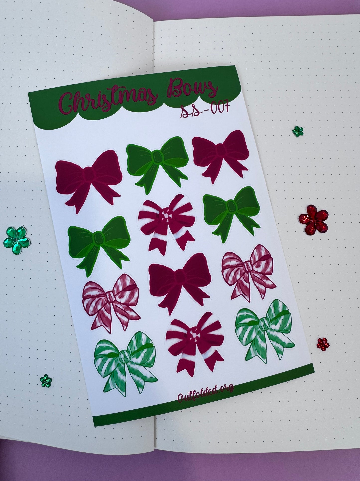 Sticker Sheet Of Pretty Bows- Holiday Planner Stickers