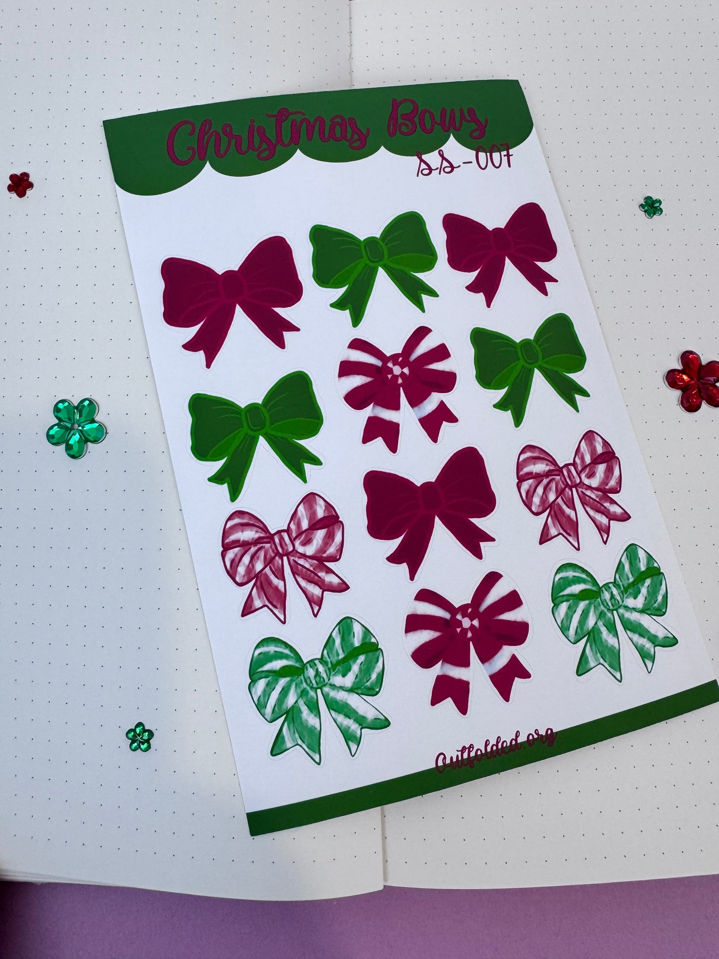 Sticker Sheet Of Pretty Bows- Holiday Planner Stickers