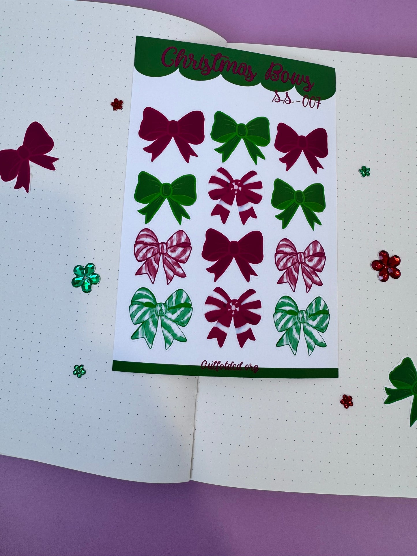Sticker Sheet Of Pretty Bows- Holiday Planner Stickers