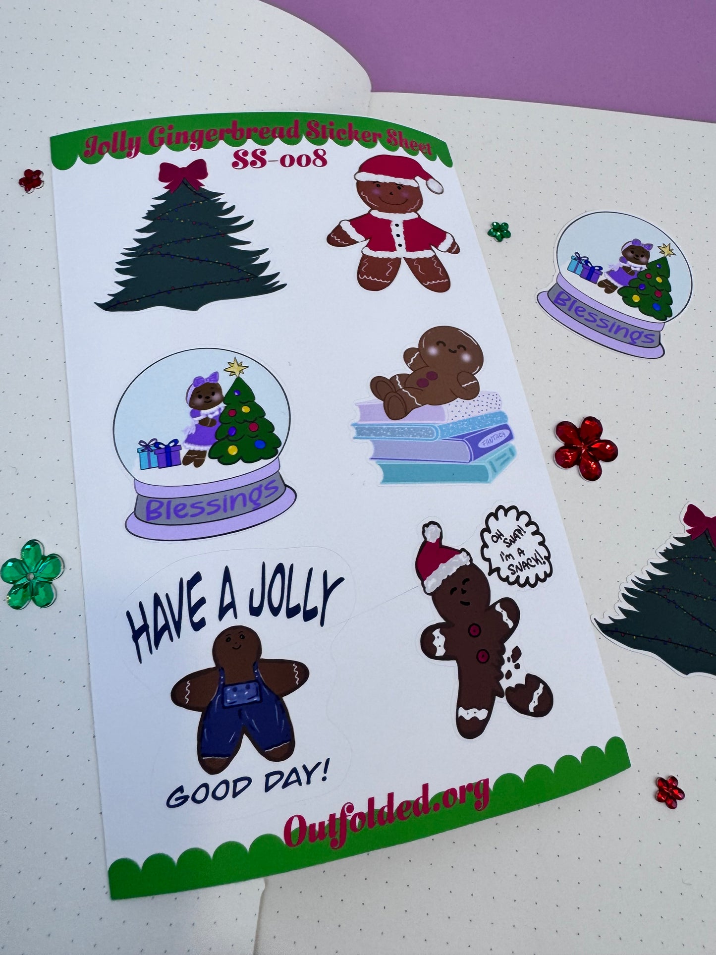 Winter Season Holiday Planner Stickers Featuring Gingerbread Men and Women- Sticker Sheet