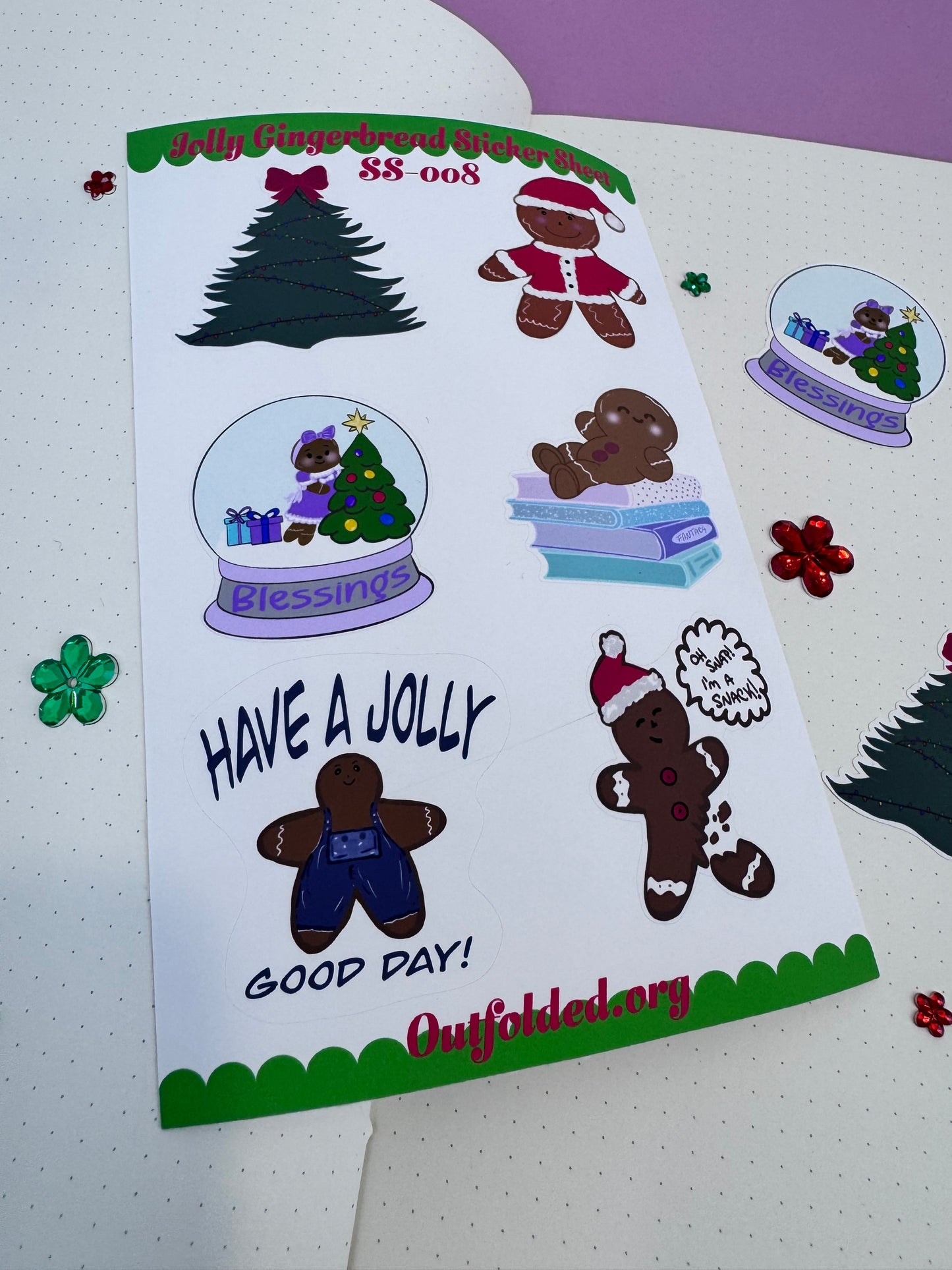 Winter Season Holiday Planner Stickers Featuring Gingerbread Men and Women- Sticker Sheet