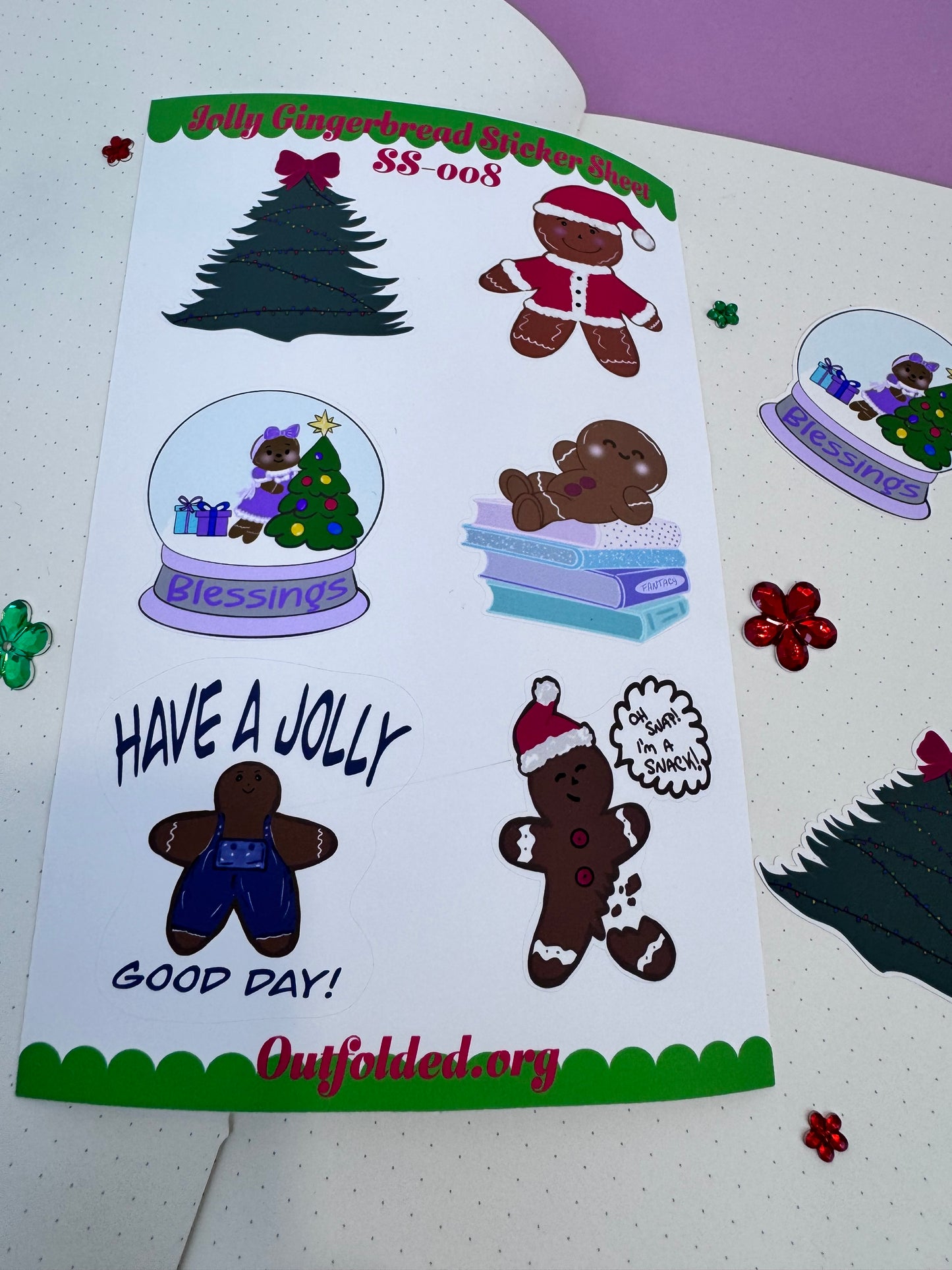 Winter Season Holiday Planner Stickers Featuring Gingerbread Men and Women- Sticker Sheet