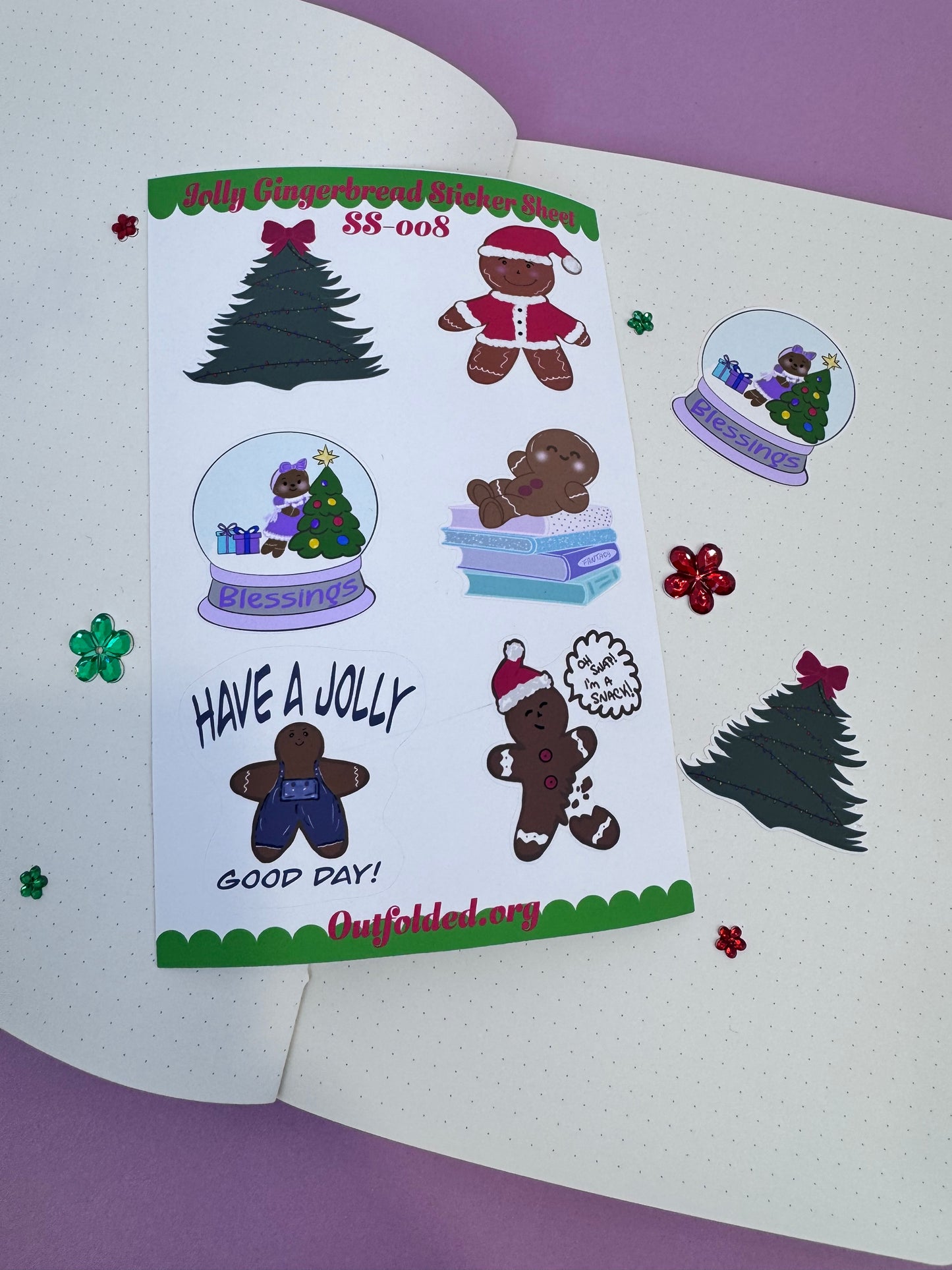 Winter Season Holiday Planner Stickers Featuring Gingerbread Men and Women- Sticker Sheet