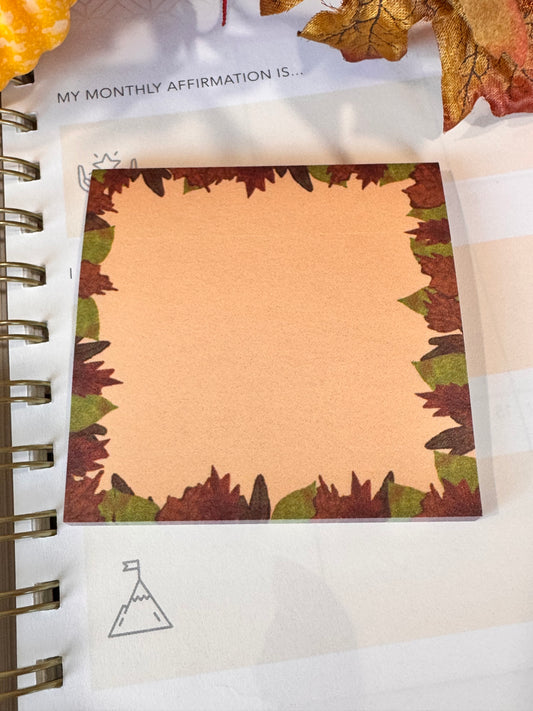 I Love Fall Best Of All 3x3 Sticky Note with Fall Leaf Design, 50 Sheets