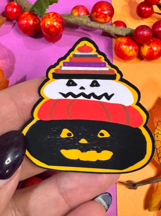 Spooky Jack-O-Lanterns Who Love To Read: Halloween Die Cut Sticker