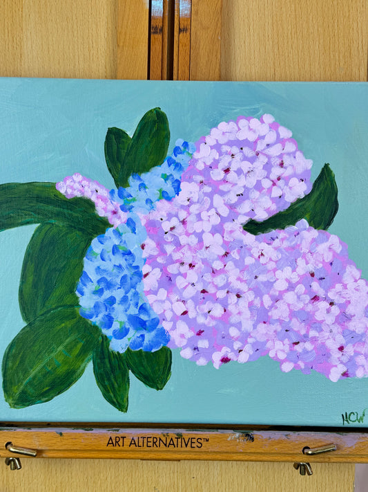 Hydrangeas, Flower Painting, Hydrangea Bloom, Acrylic on Stretched Canvas