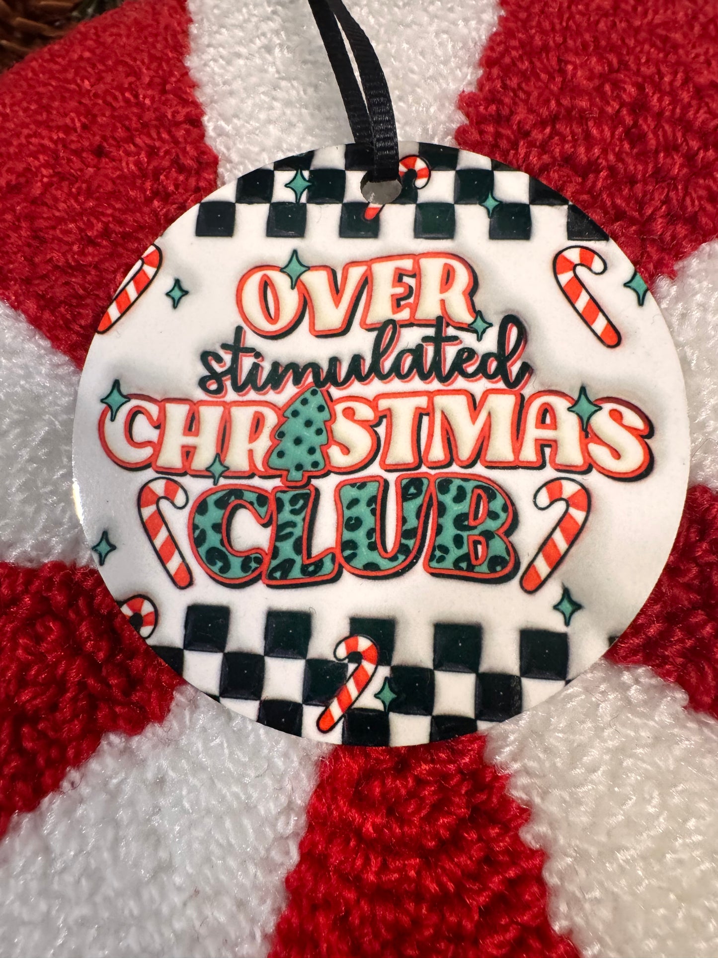 Christmas Ornaments, Overstimulated Christmas Club, Holiday Decorations, Tree Decor, Funny Sarcastic Anxiety Awareness Mdf Ornament