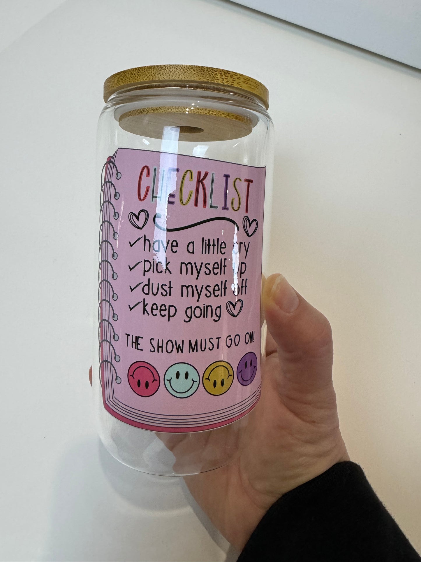 Libby Glass Cup, 16 oz Motivational Self Love Checklist