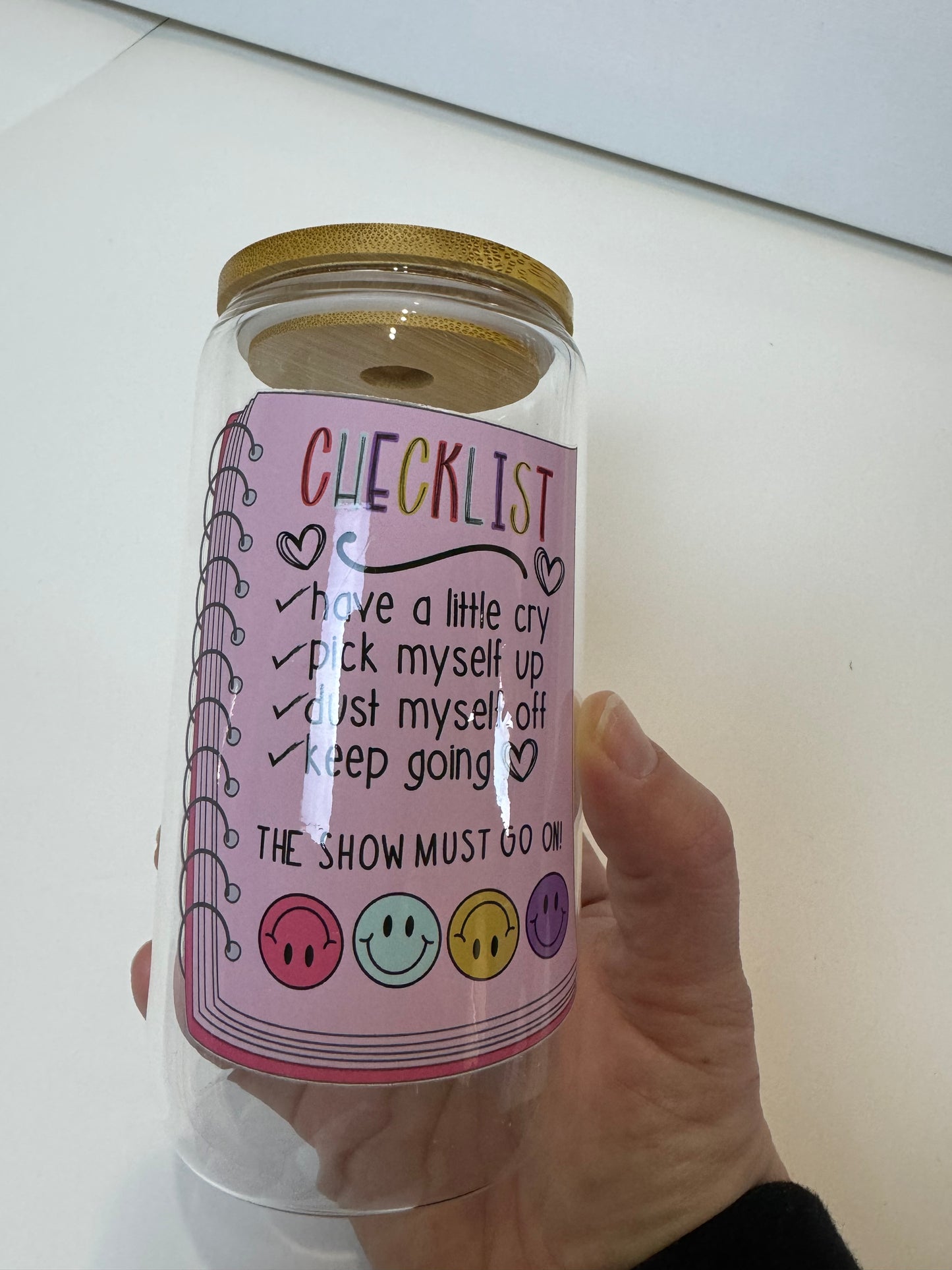 Libby Glass Cup, 16 oz Motivational Self Love Checklist