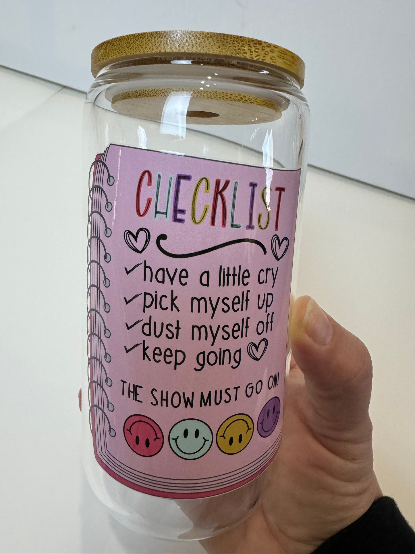 Libby Glass Cup, 16 oz Motivational Self Love Checklist