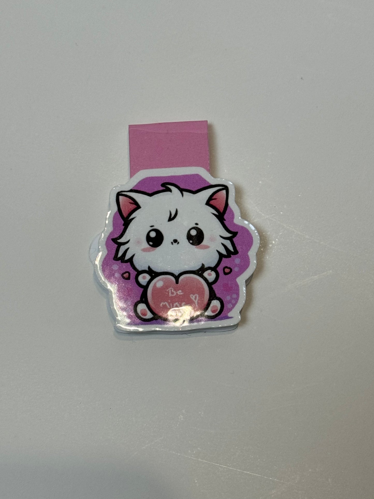 Valentine's Day Magnetic Bookmark, Kawaii Cute Kitten, Be Mine