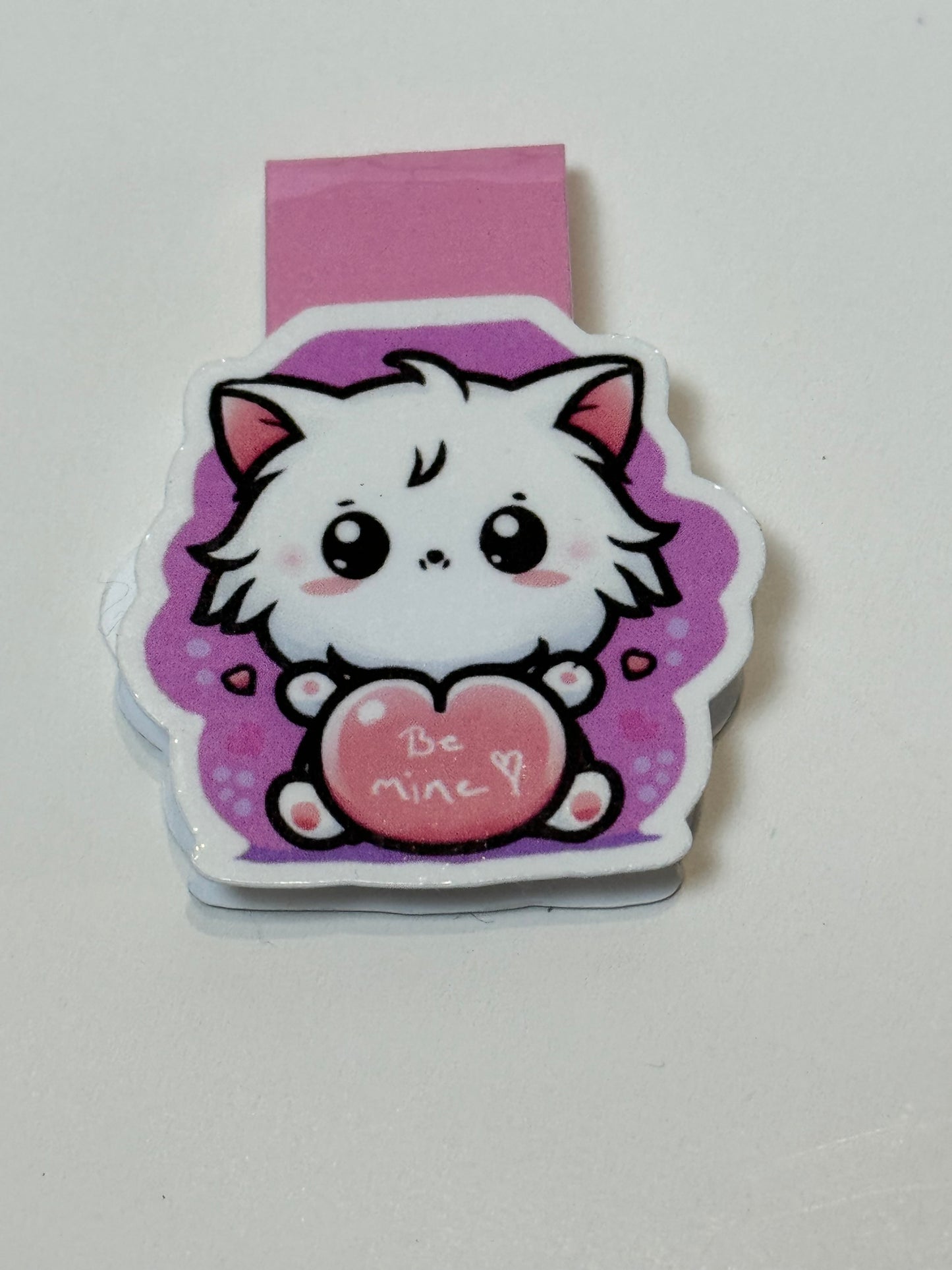 Valentine's Day Magnetic Bookmark, Kawaii Cute Kitten, Be Mine