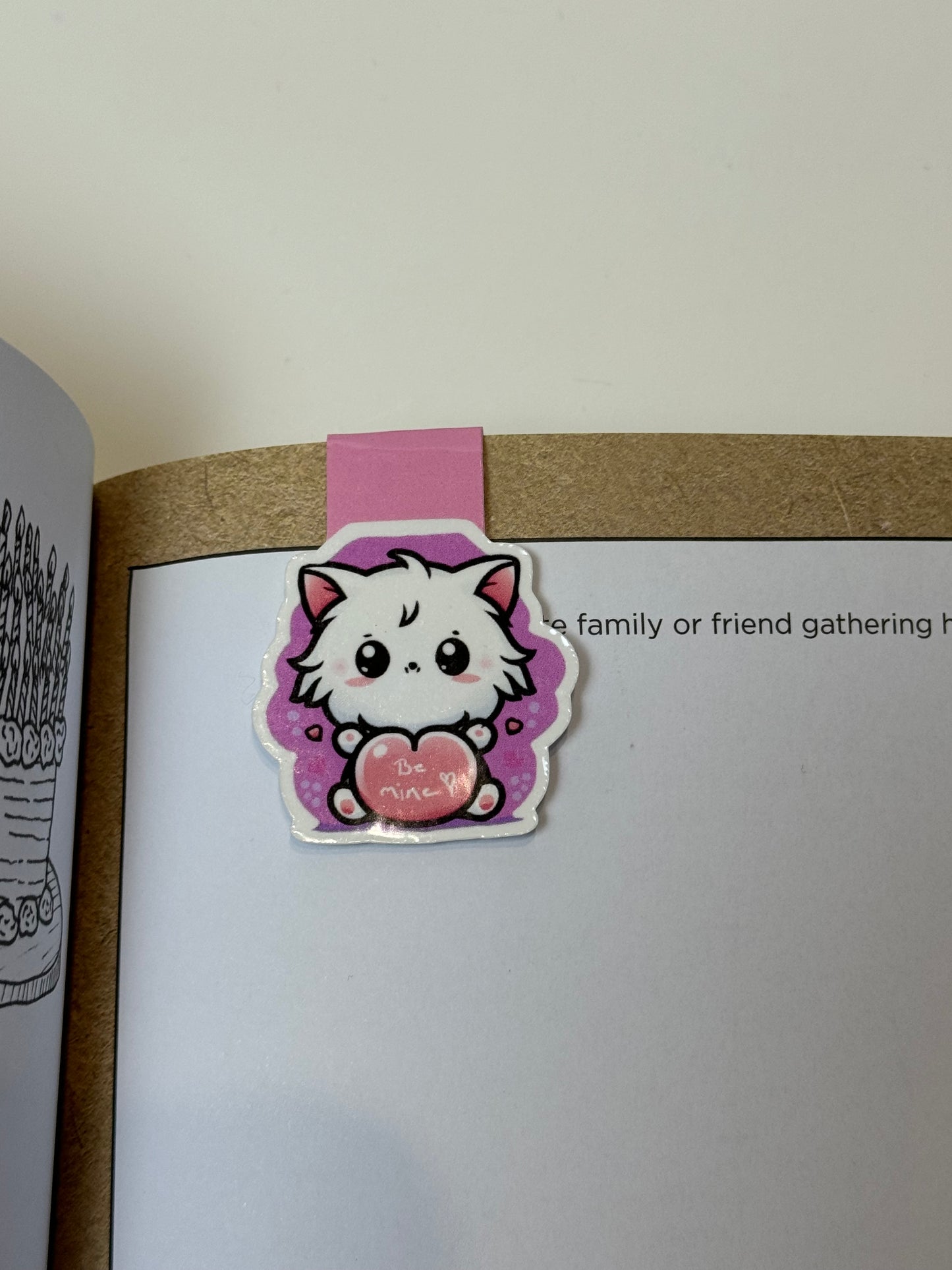 Valentine's Day Magnetic Bookmark, Kawaii Cute Kitten, Be Mine